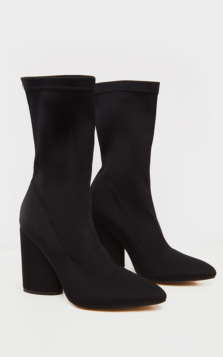 Black Chunky Block Heel Sock Boot Product Image