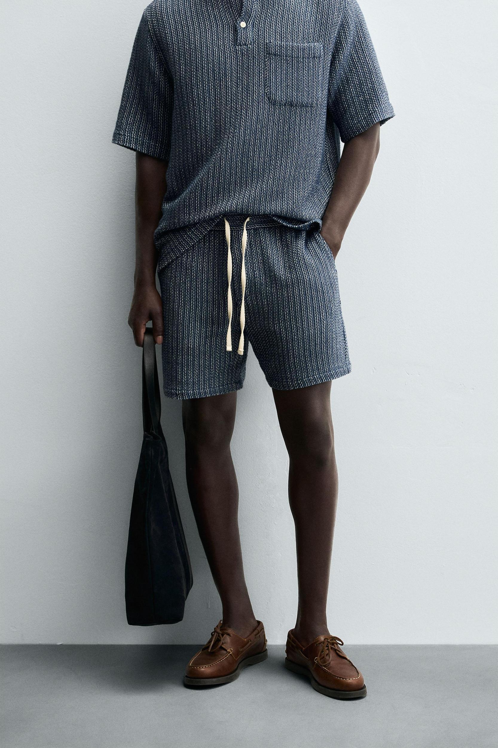 JACQUARD TEXTURED BERMUDA SHORTS Product Image