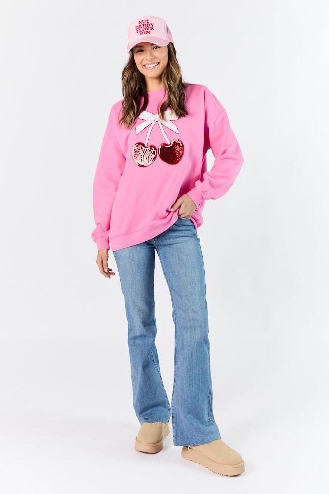 Cherry Patch Pink Oversized Sweatshirt FINAL SALE Product Image