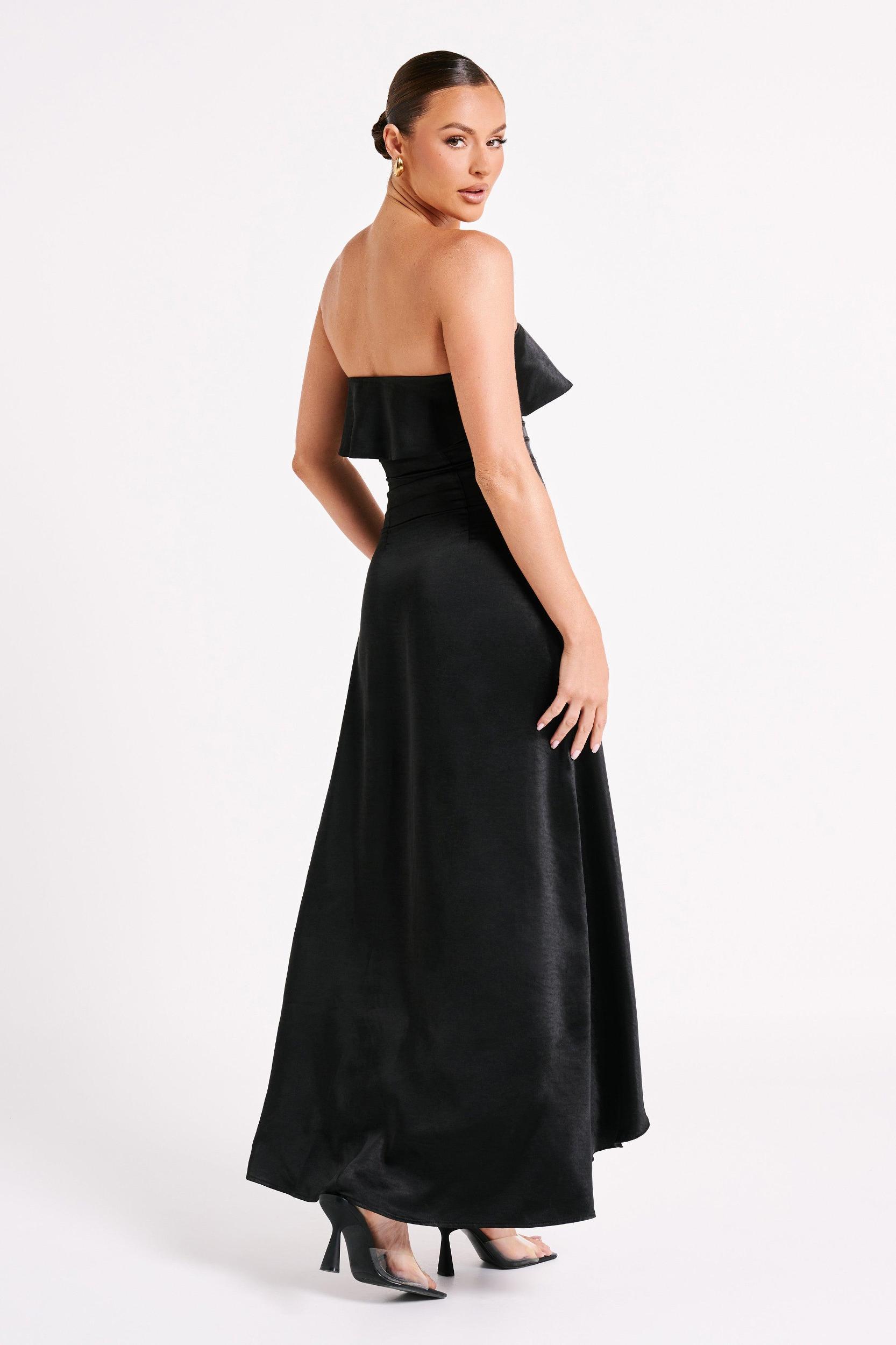 Sulianna Strapless Ruffle Midi Dress - Black Product Image