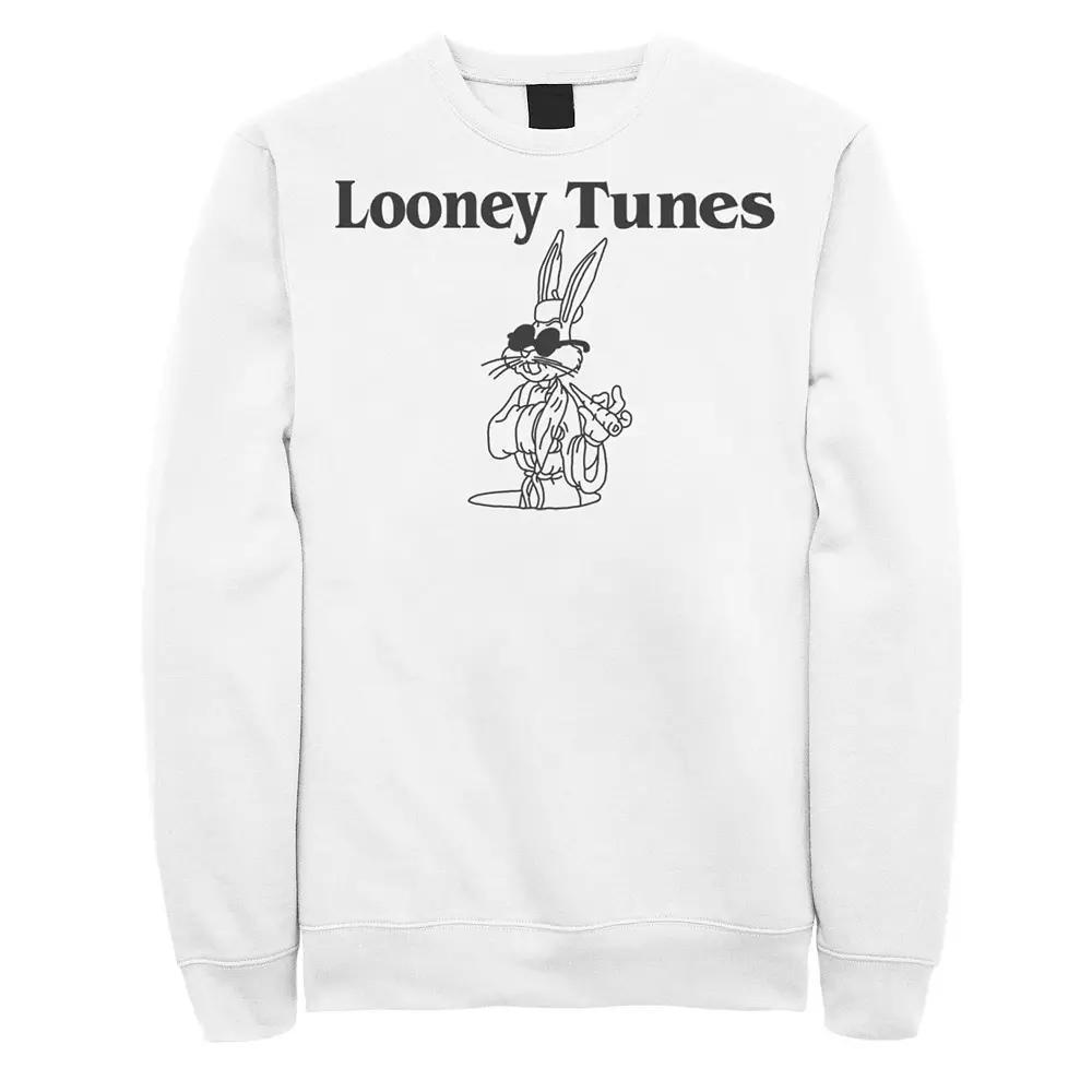 Men's Looney Tunes Bugs Bunny Logo Line Art Sweatshirt, Size: XXL, White Product Image