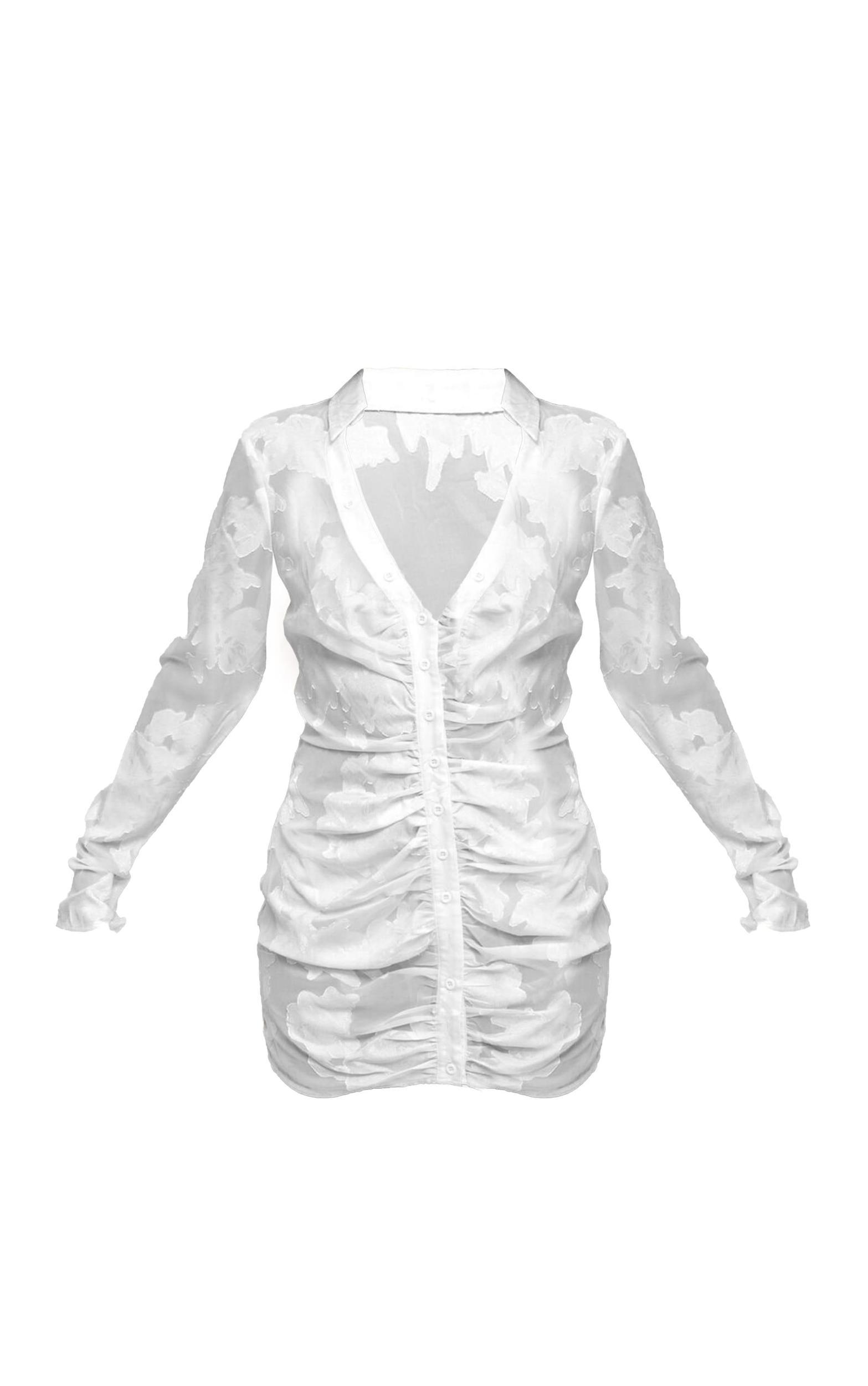 Cream Satin Floral Shirt Mini Dress Product Image