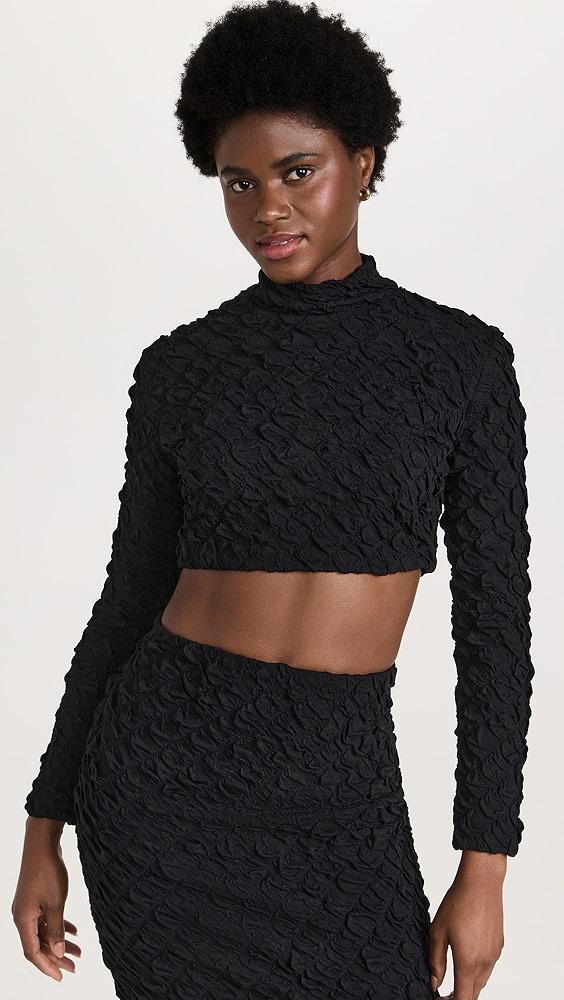 Dur Doux Puckered Knit Long Sleeve Crop Top | Shopbop Product Image