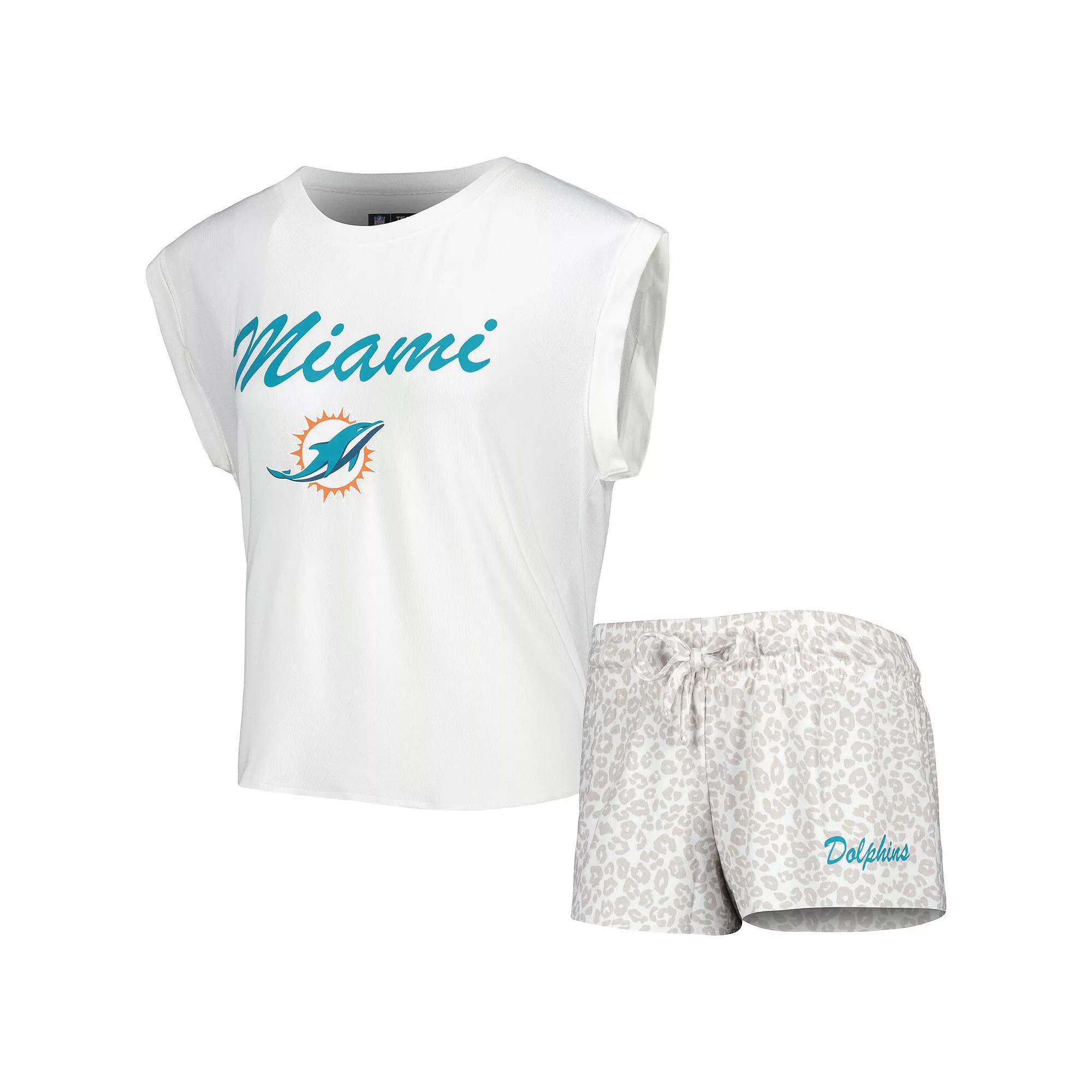 Womens Concepts Sport /Cream Miami Dolphins Montana Knit T-Shirt & Shorts Sleep Set Product Image