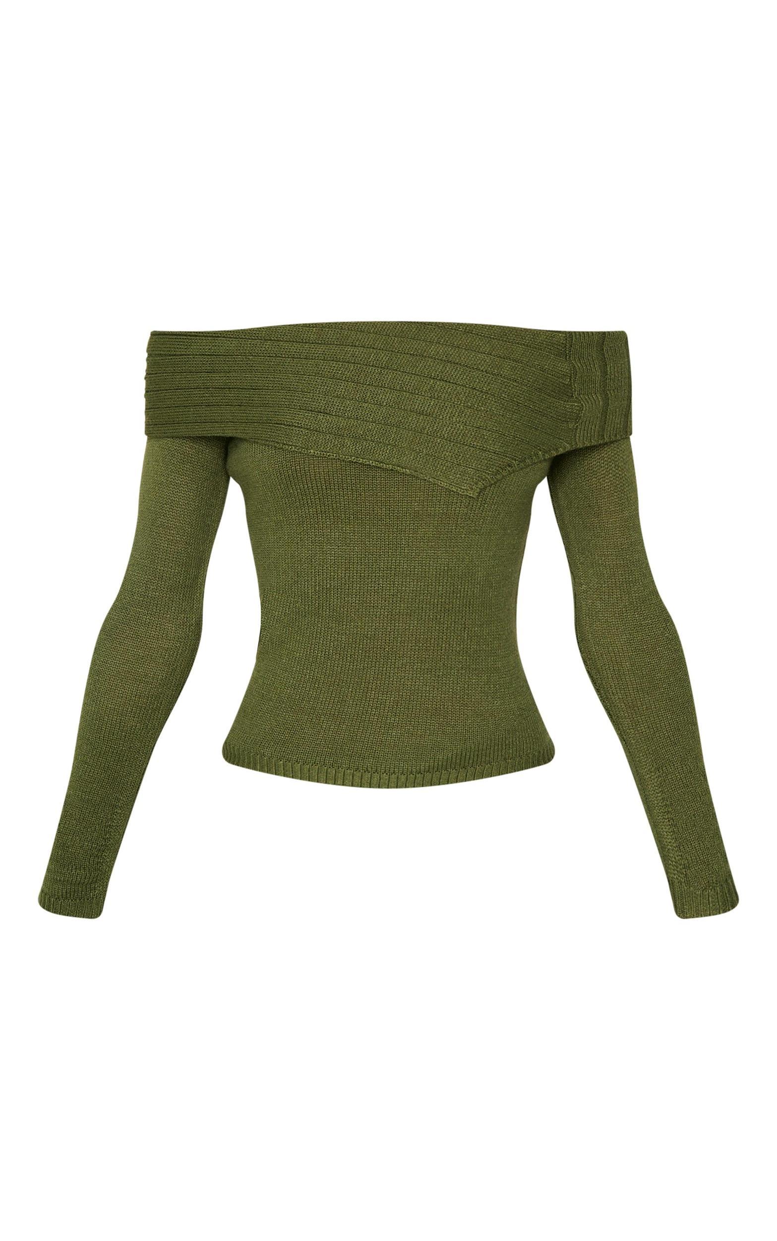 Forest Green Knitted Asymmetric Foldover Top Product Image