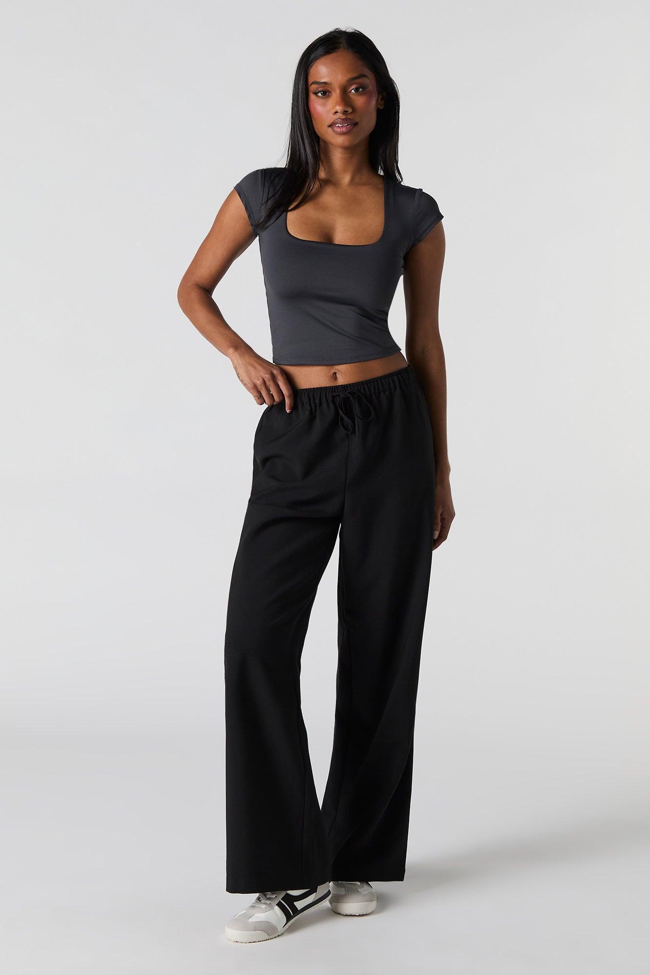 Drawstring Wide Leg Dress Pant Female Product Image