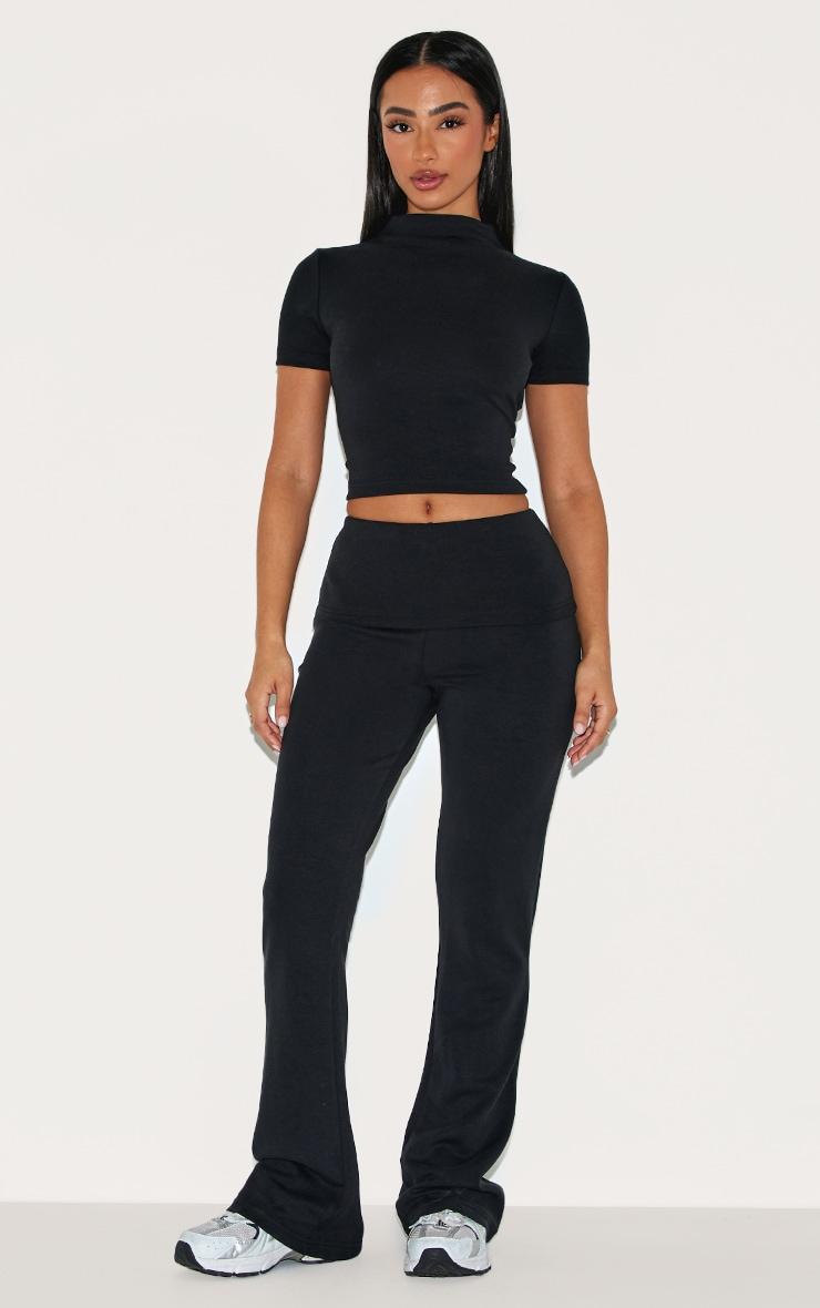 Petite Black Modal Cap Sleeve Crop Top Product Image