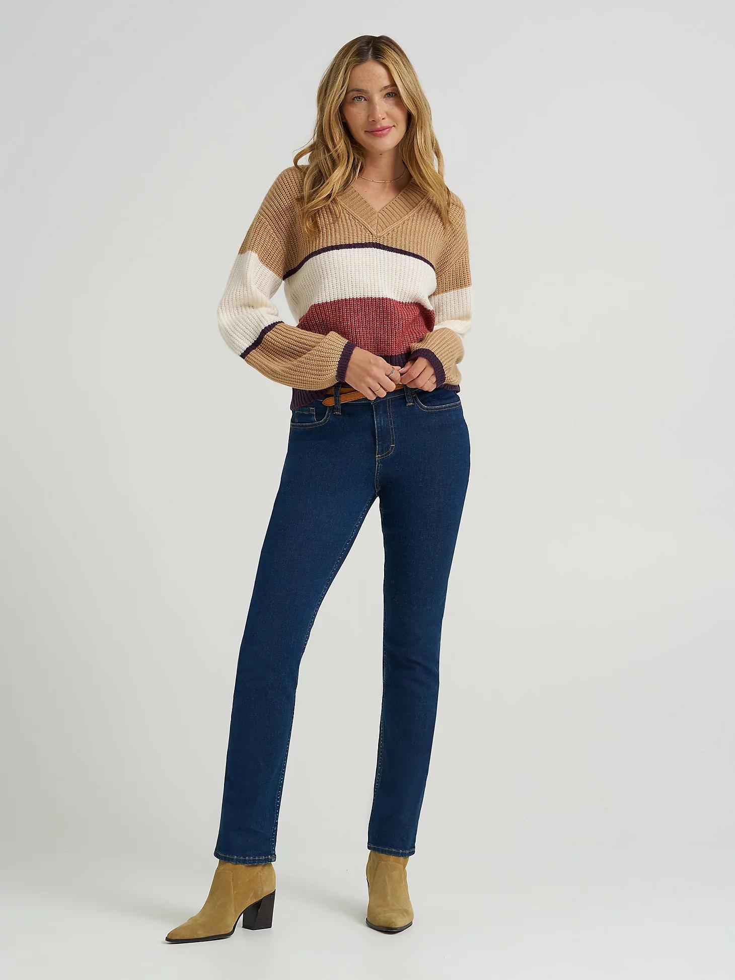 Women's Ribbed V-Neck Color Block Sweater | Women's Tops & Tees | Lee® Product Image