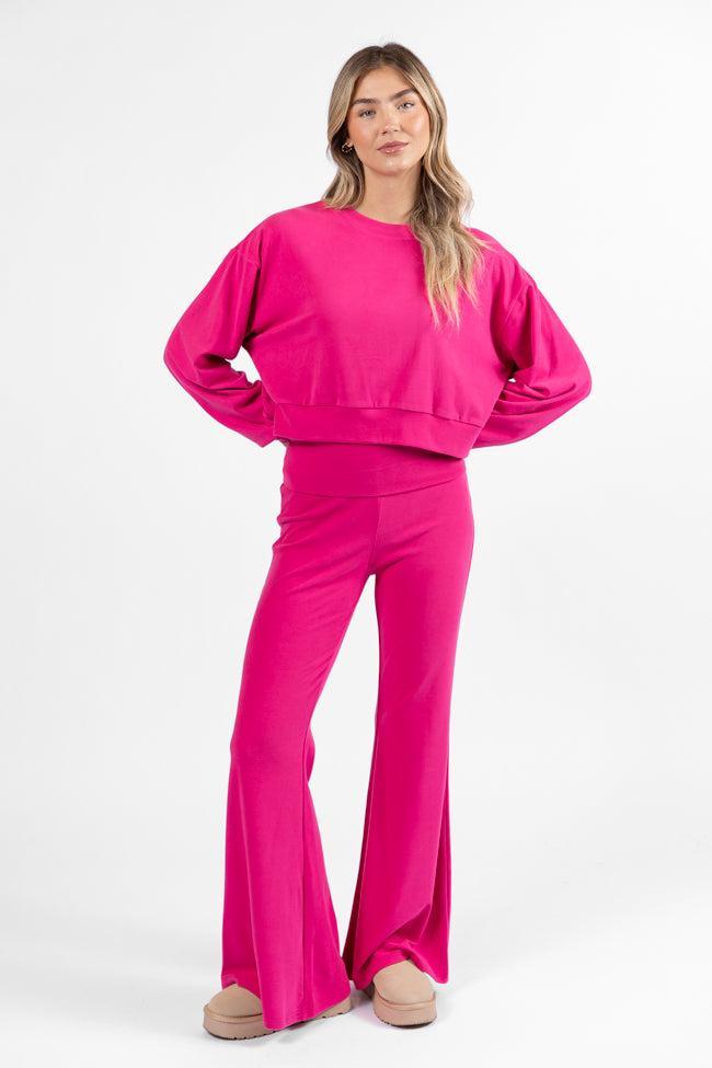 In A Dream Pink Foldover Band Super Soft Flare Pants FINAL SALE Product Image