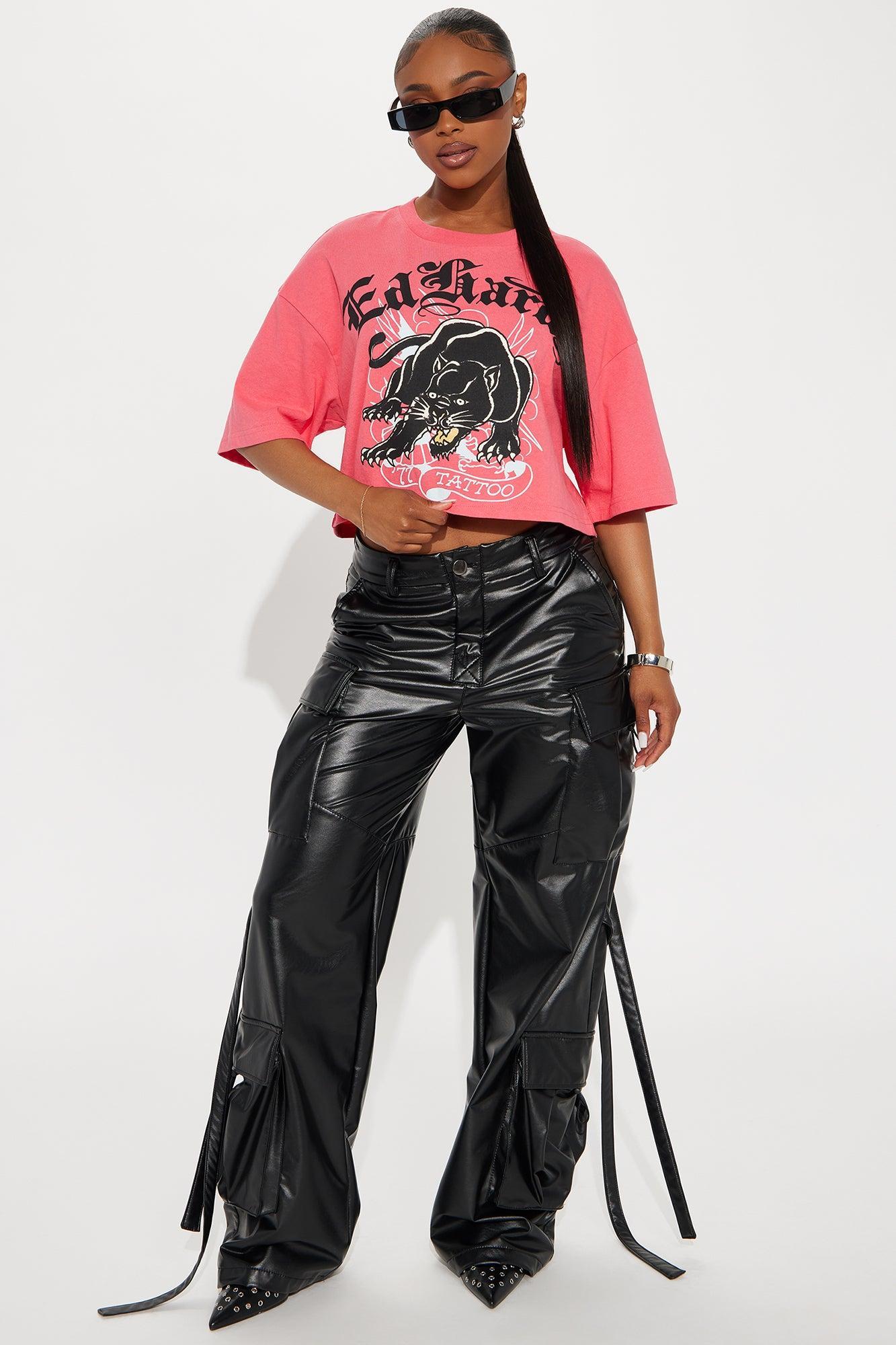 Ed Hardy Panther Cropped Tee - Pink Product Image