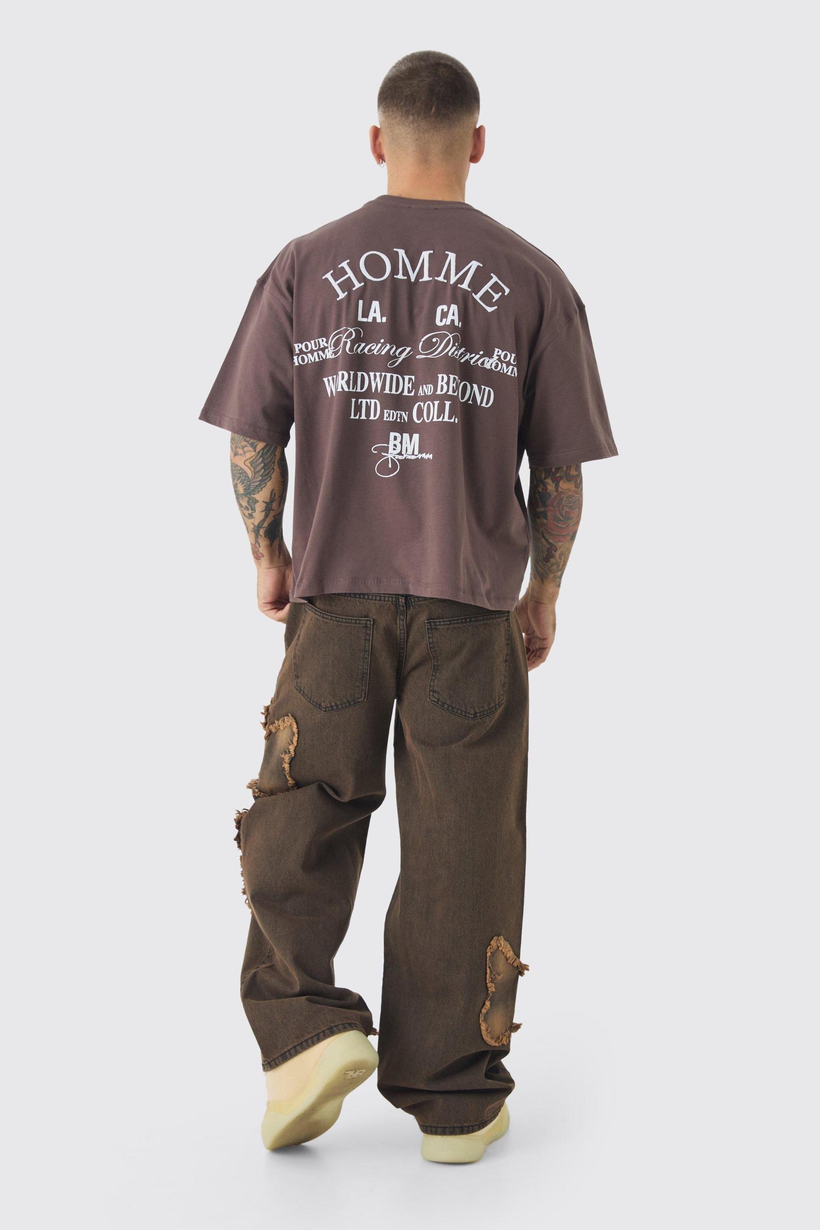 Baggy Rigid Butterfly Applique Washed Denim Jeans | boohooMAN USA Product Image