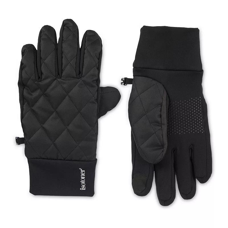 Men's isotoner Diamond Quilted Water-Repellent Touchscreen Gloves, Size: Large, Navy Blue Product Image