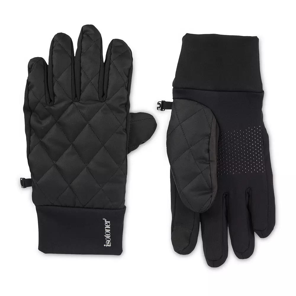 Men's isotoner Diamond Quilted Water-Repellent Touchscreen Gloves, Size: Large, Navy Blue Product Image