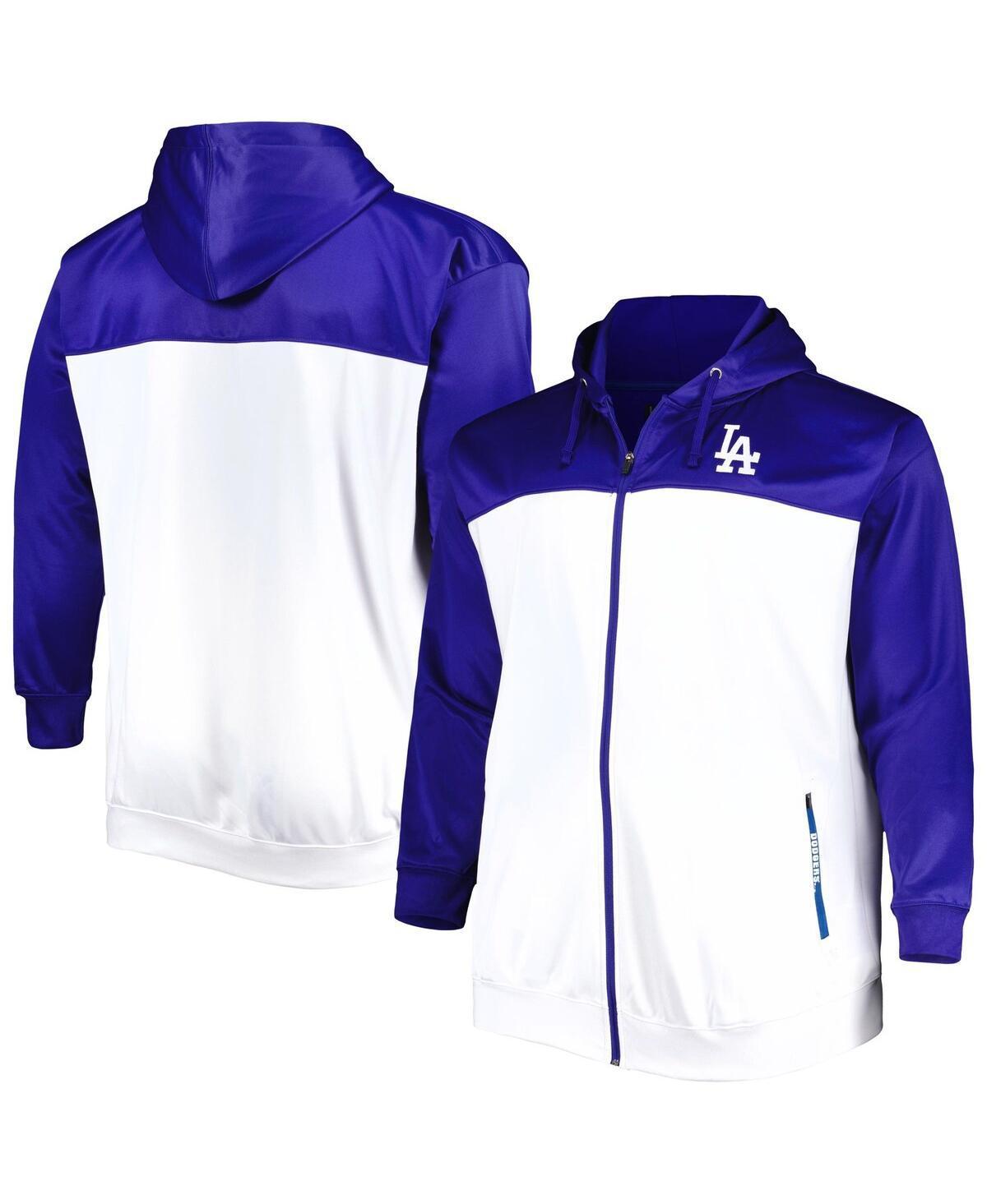 Men's Royal/White Los Angeles Dodgers Big & Tall Yoke Full-Zip Hoodie, Size: 5XB, Blue Product Image