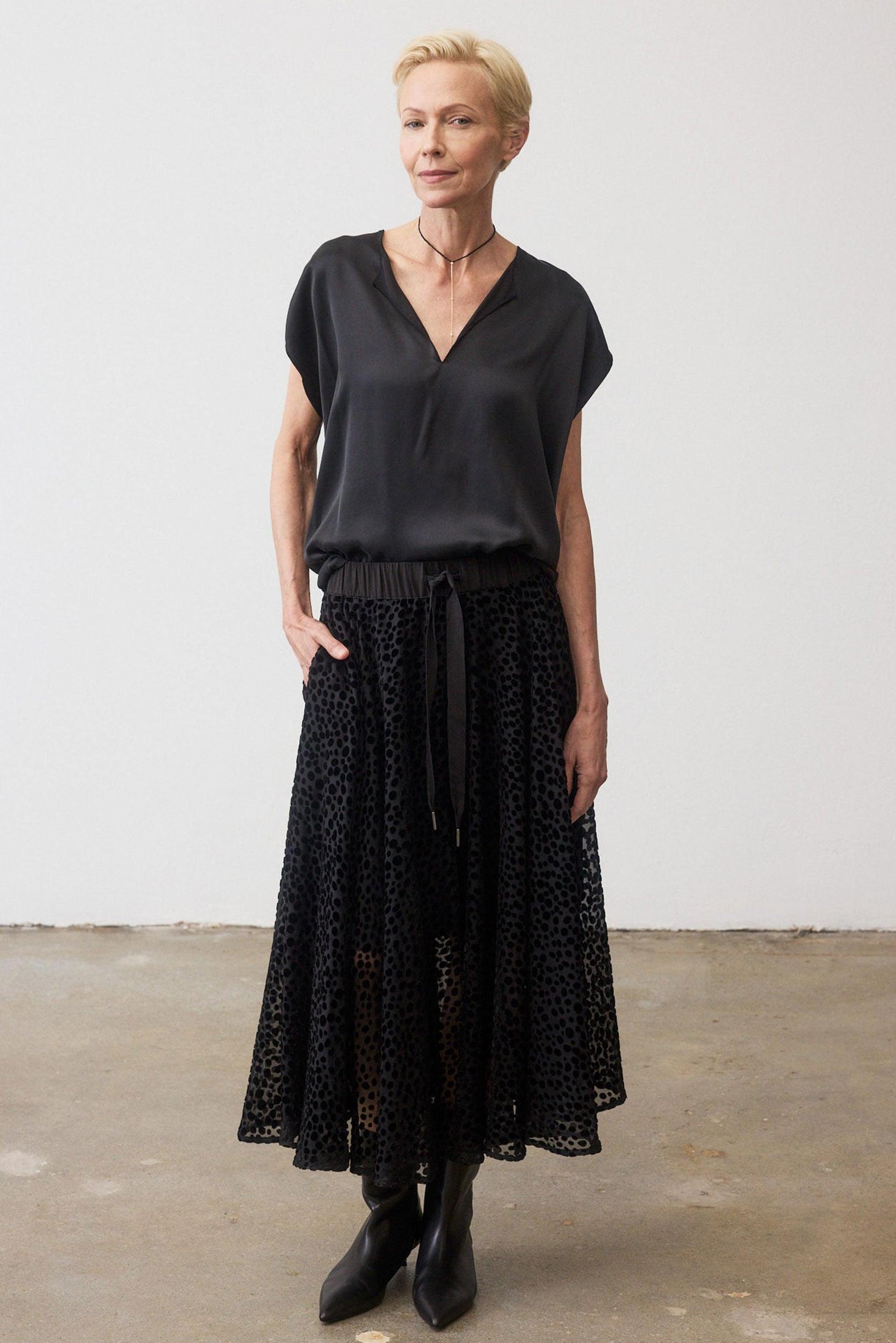 Pull-On Velvet Burnout Maxi Skirt Product Image