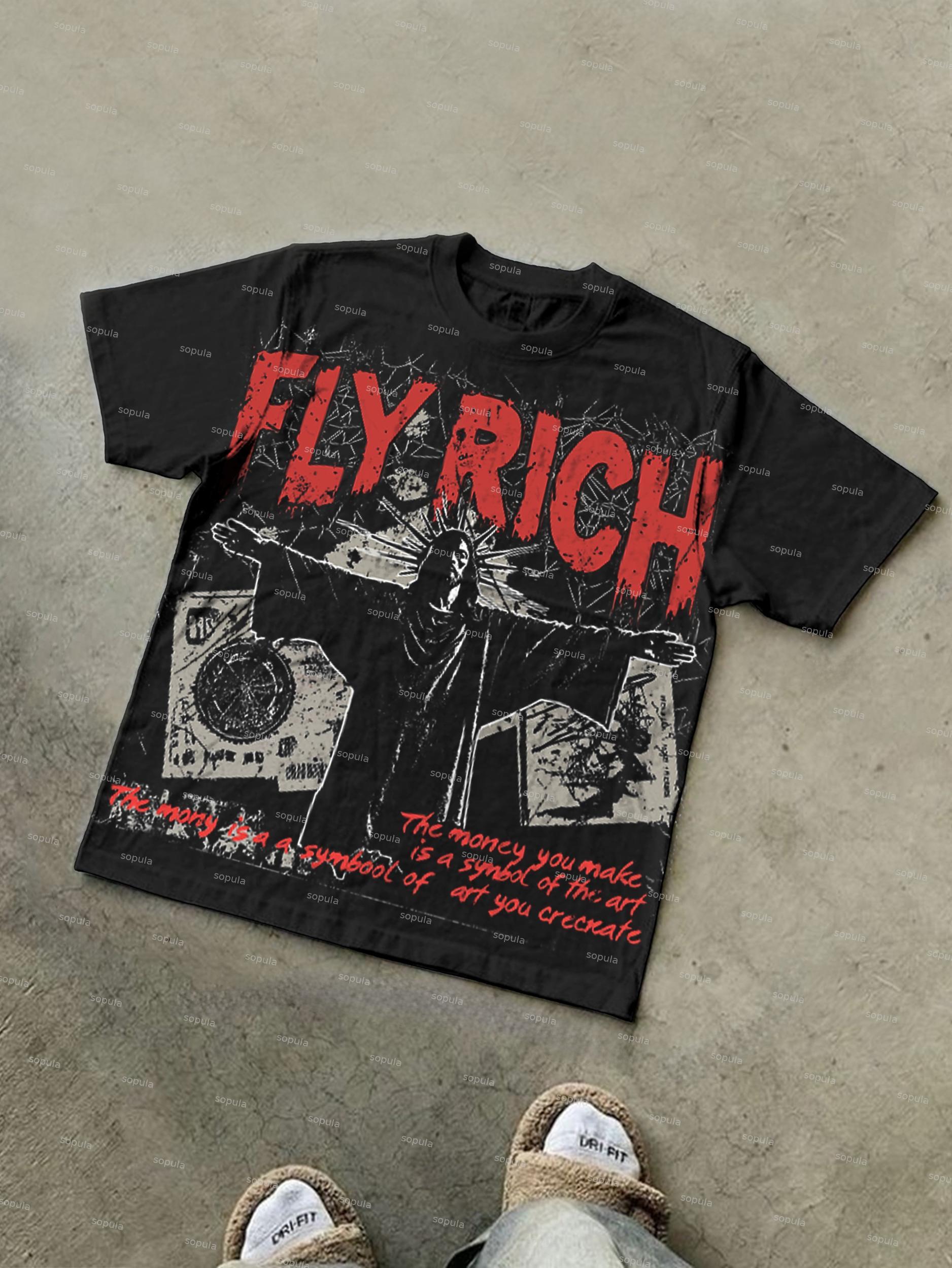 Vintage Flyrich Faith Graphic Print Cotton T-shirt Product Image