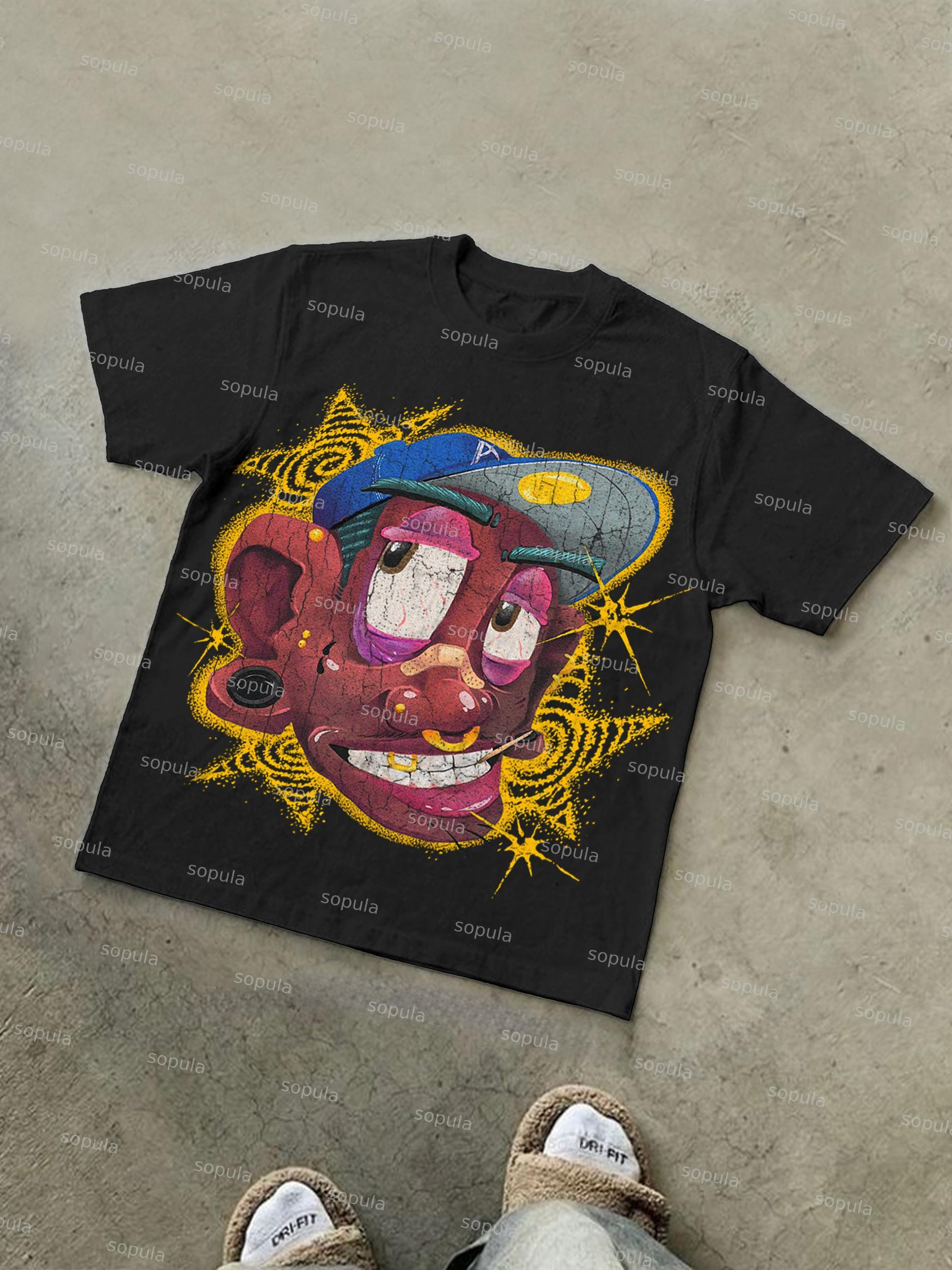 Fun Big Face Graphic Cotton T-shirt Product Image