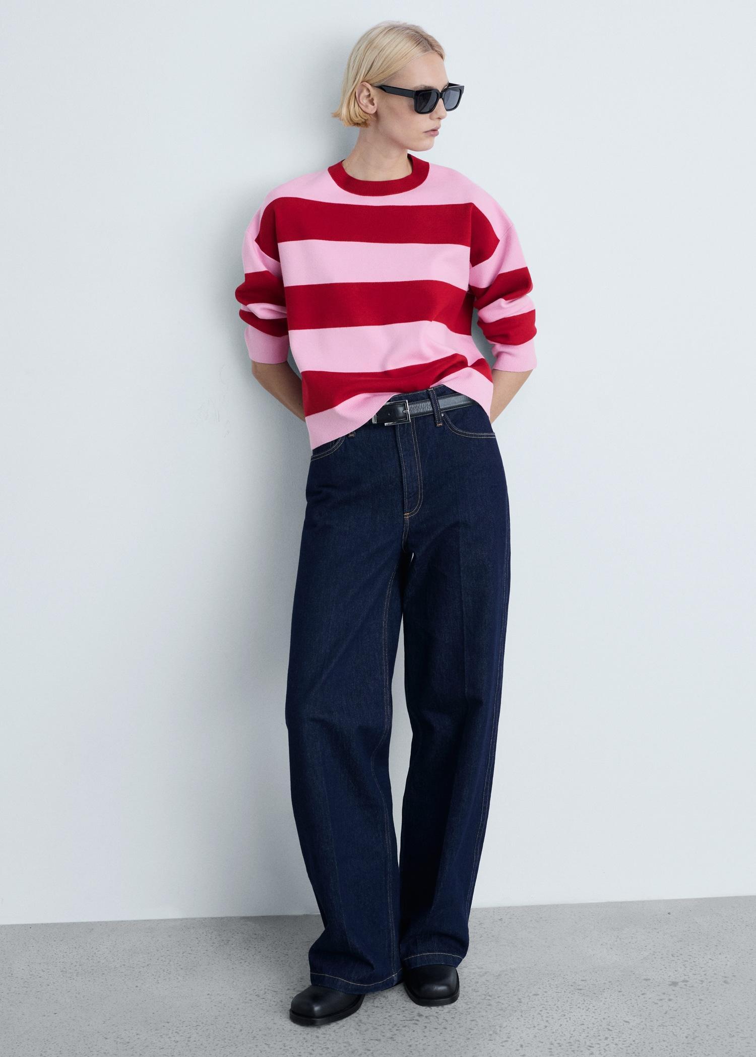 Round-neck striped sweater - Women | MANGO USA Product Image