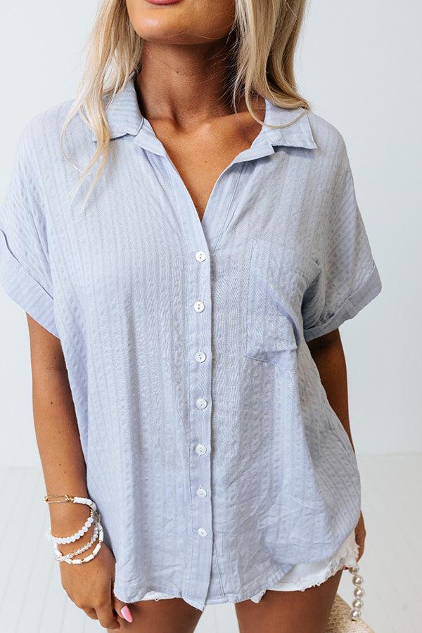 Sunny Pier Button Up Top In Sky Blue Product Image