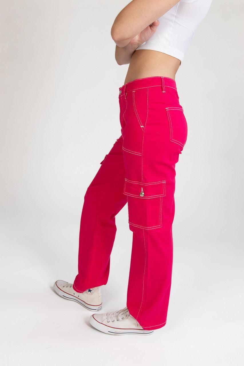 Hot Pink Cargo Skater Jeans Product Image