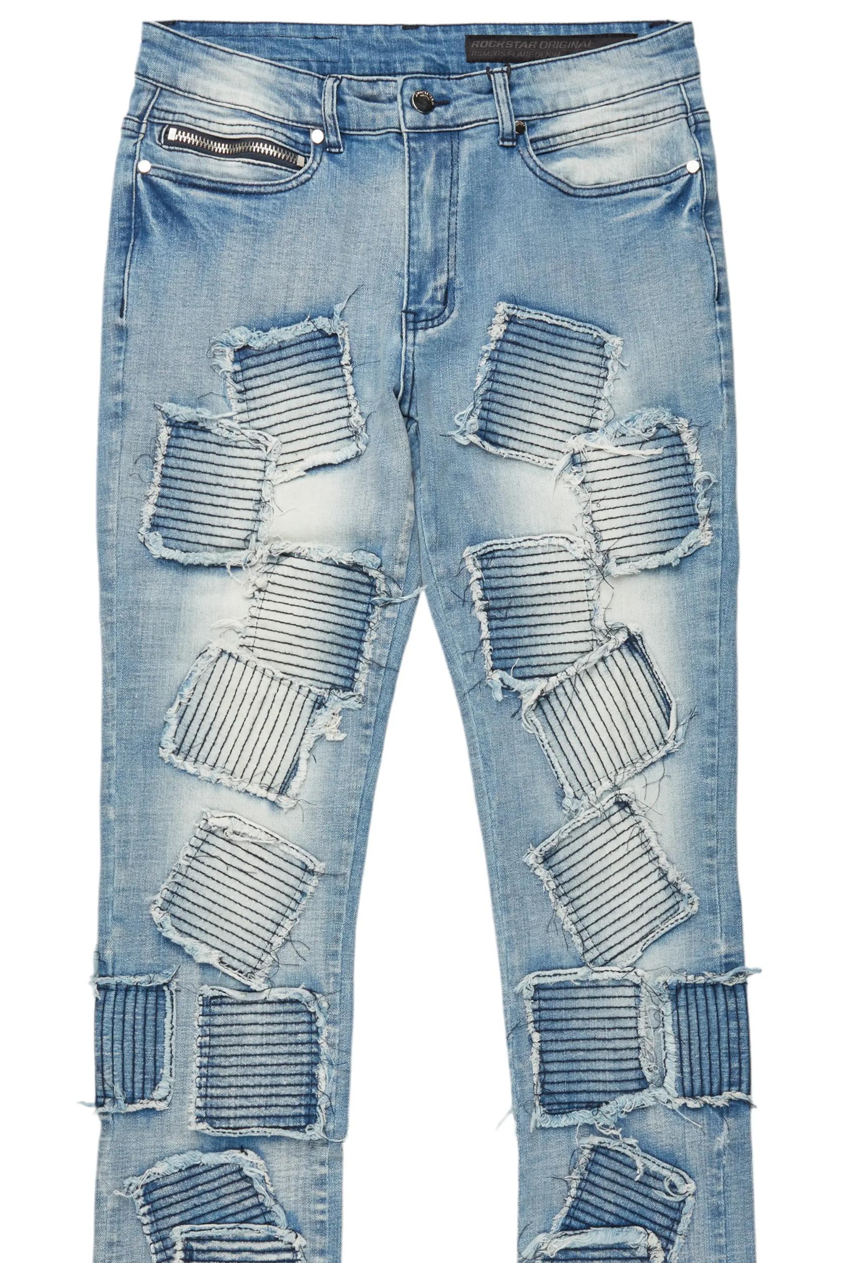 Gawel Blue Stacked Flare Jean Male Product Image