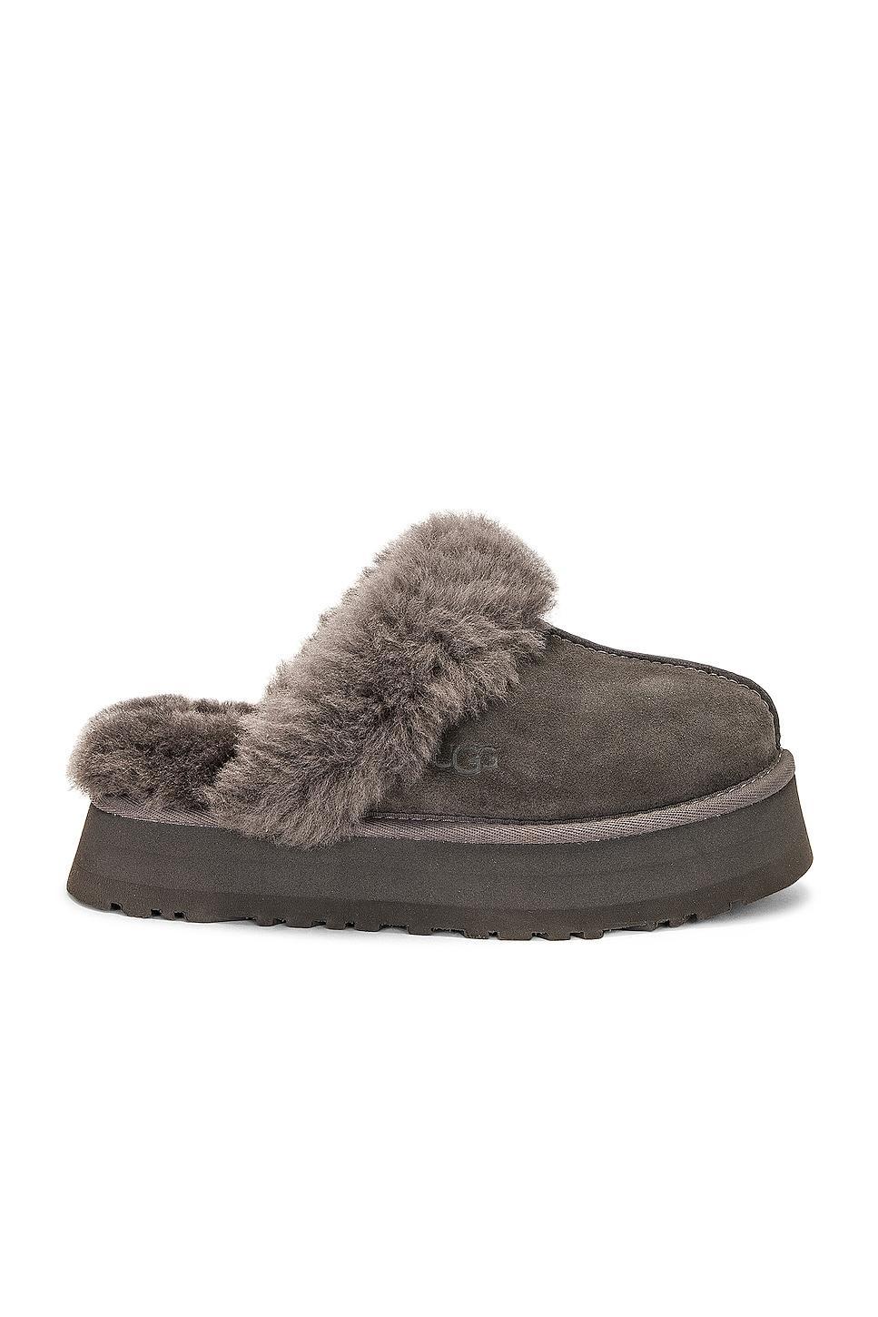 UGG Disquette Suede Fur Platform Slippers Product Image