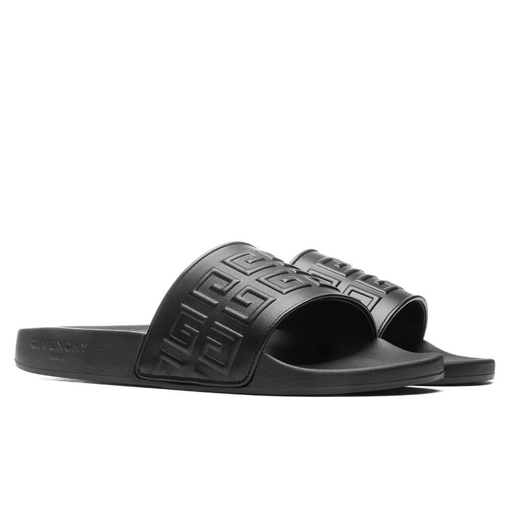 Slide 4G Flat Sandals - Black Male Product Image