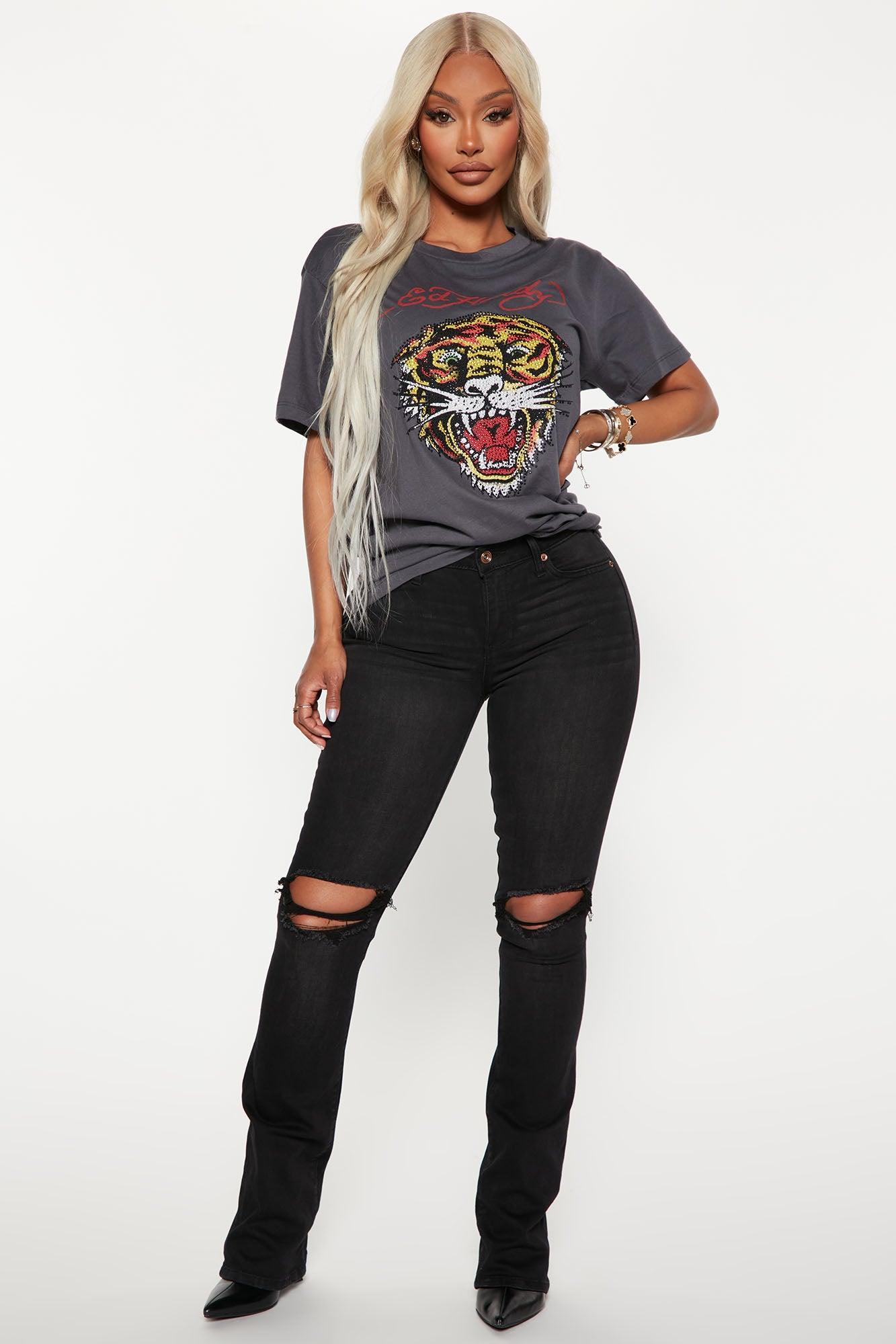 Ed Hardy Tiger Rhinestone Head - Charcoal Product Image