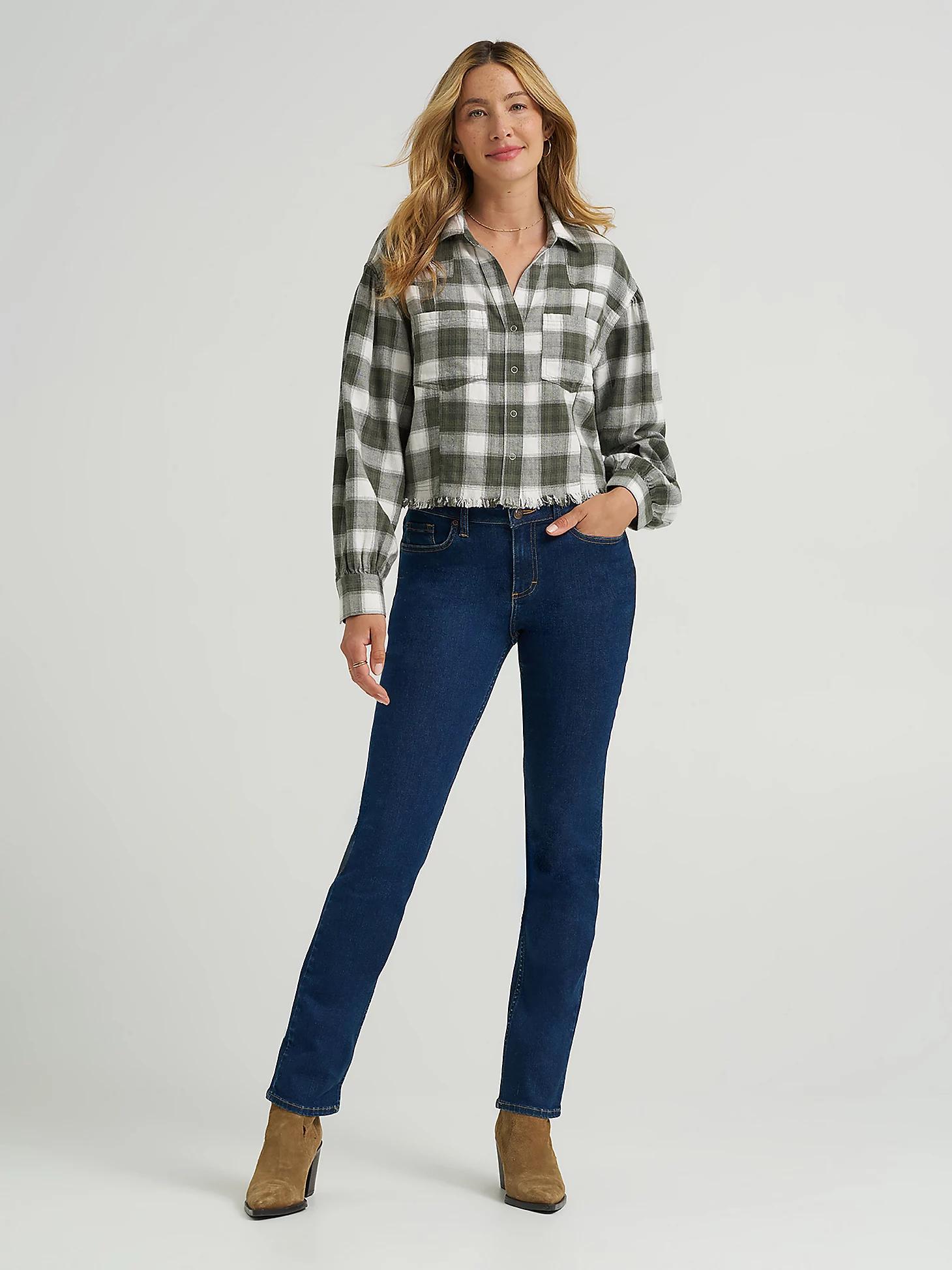 Women's Plaid Flannel Crop Shirt with Raw Hem | Women's Tops & Tees | Lee® Product Image