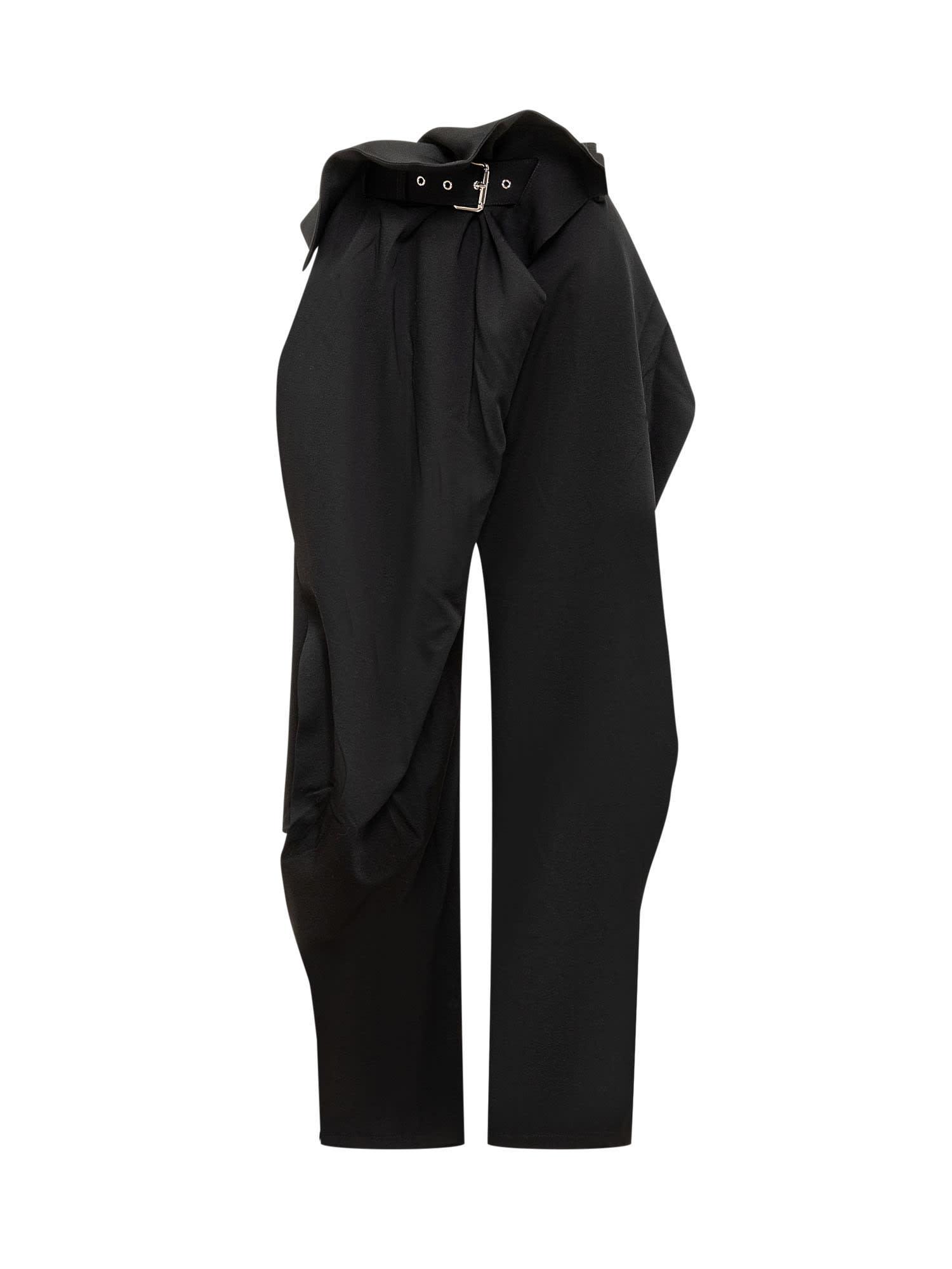 JW ANDERSON Padlock Strap Fold Over Trousers In Black Product Image