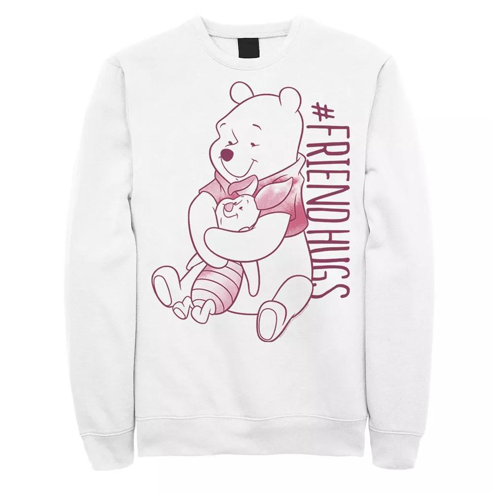 Disney's Winnie The Pooh Piglet & Pooh Friend Hugs Men's Fleece Sweatshirt, Size: XXL, White Product Image