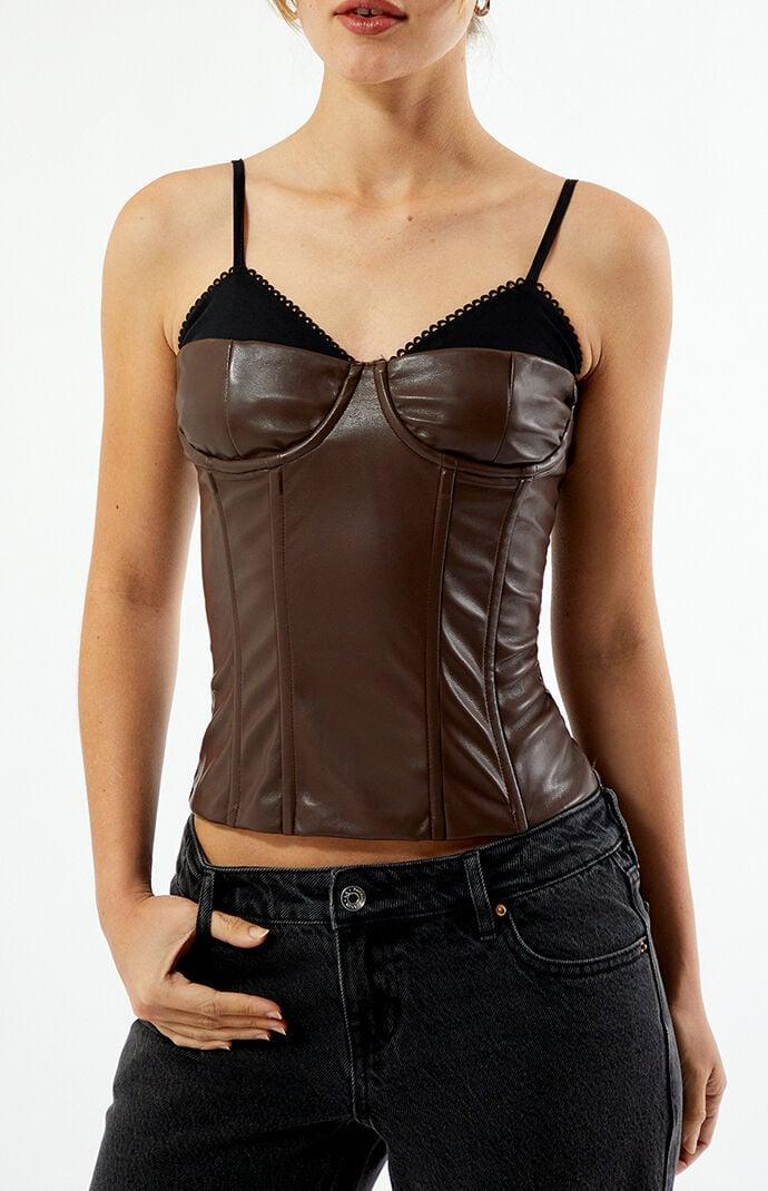WEWOREWHAT Women's Faux Leather Corset Product Image