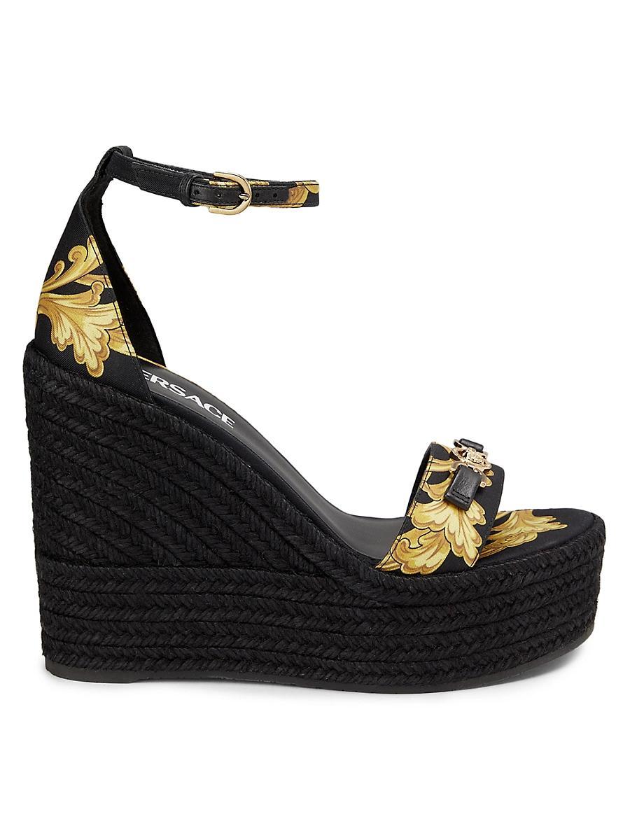 Womens Baroque Print Silk Espadrilles Product Image