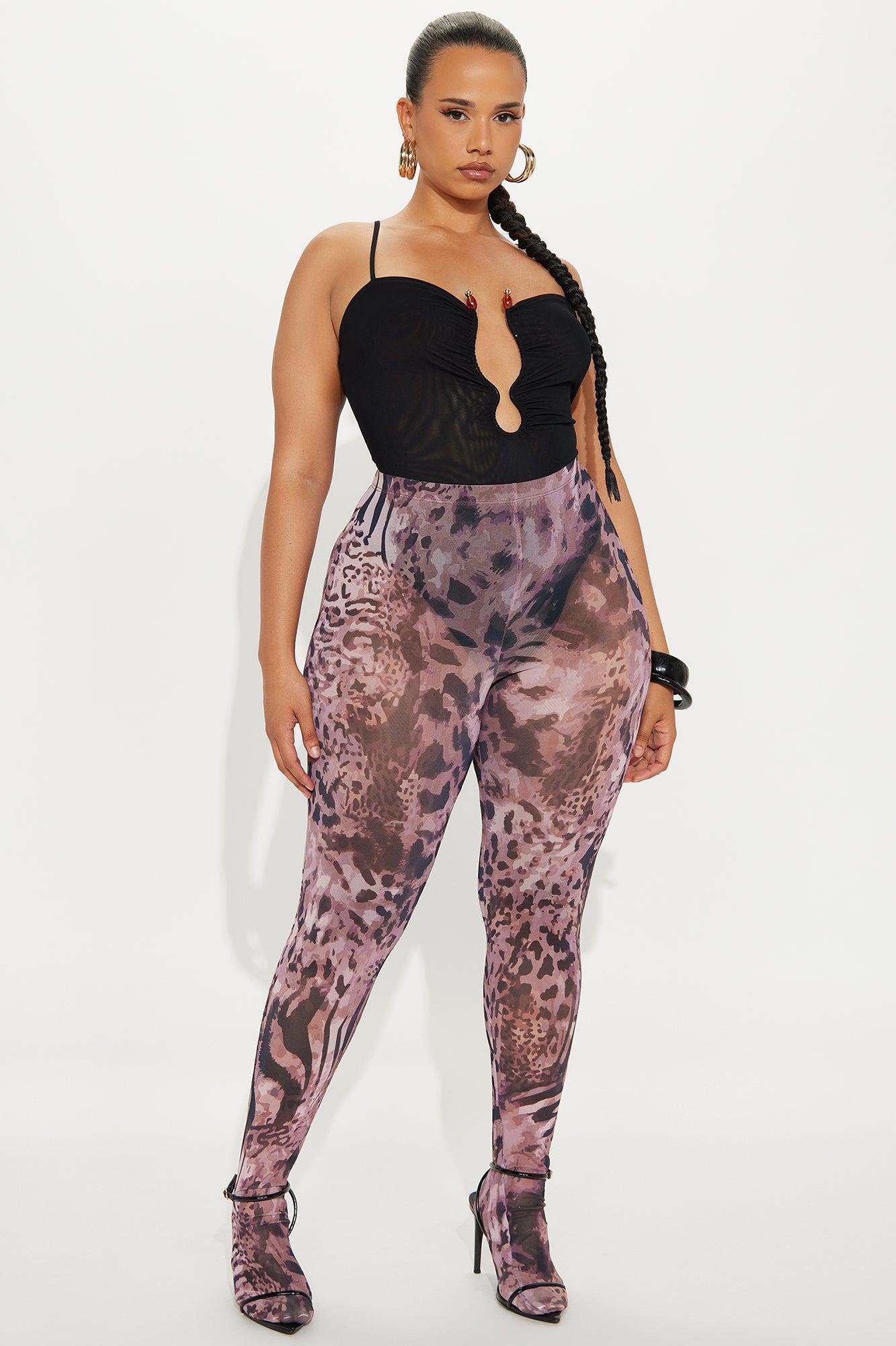 Untamed Leopard Mesh Footed Legging - Brown/combo Product Image