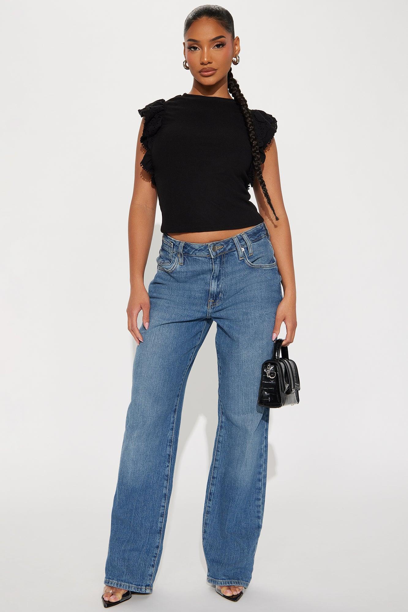 Amberly Eyelet Trim Top - Black Product Image