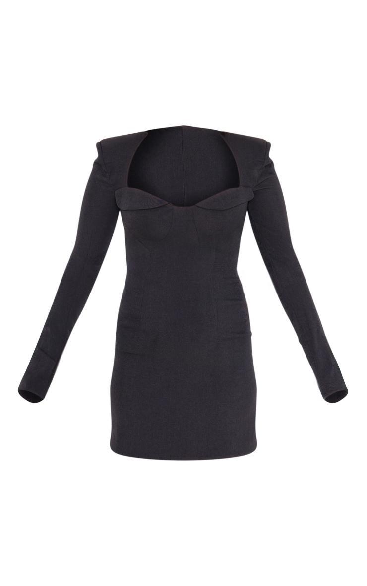 Black Stretch Woven Shoulder Pad Cup Detail Mini Dress Product Image