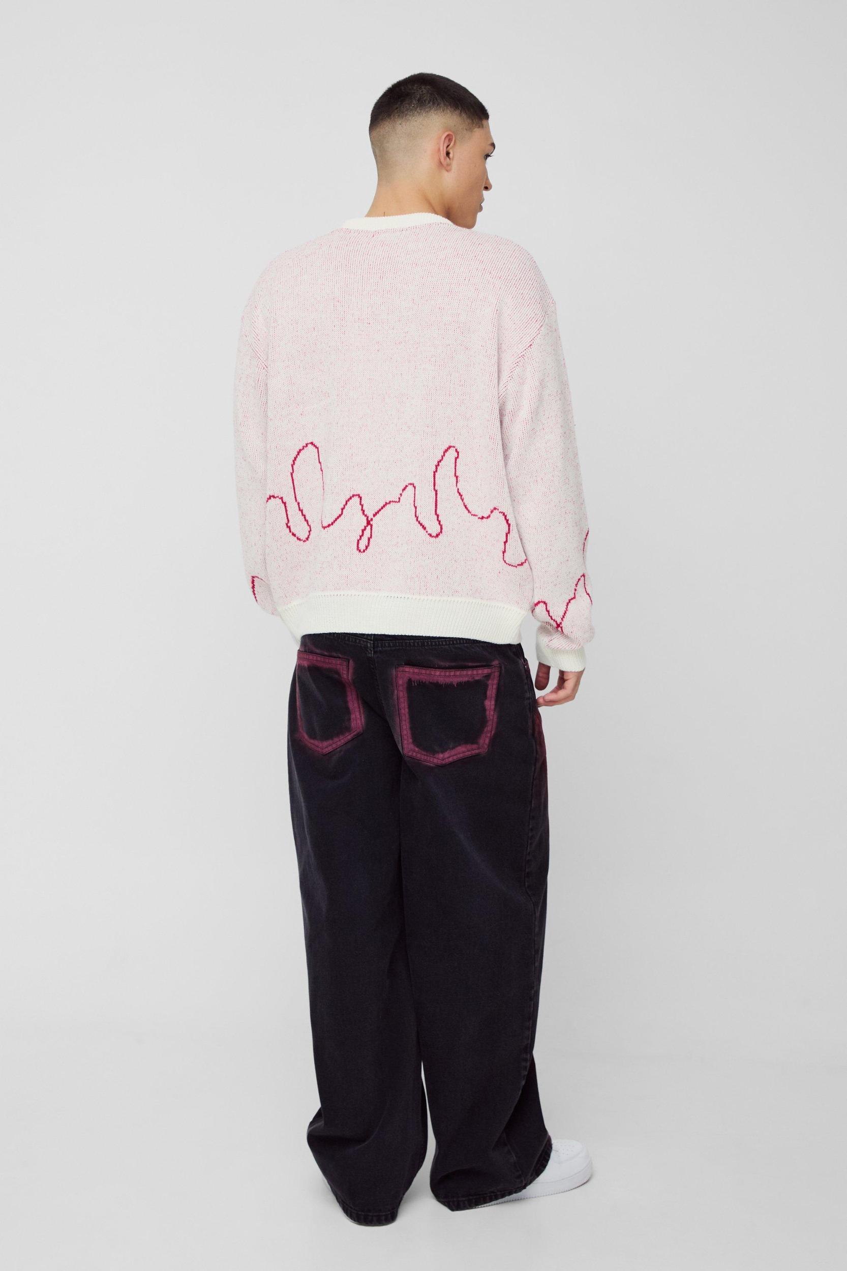 Oversized Boxy Lover Textured Knitted Sweater | boohooMAN USA Product Image