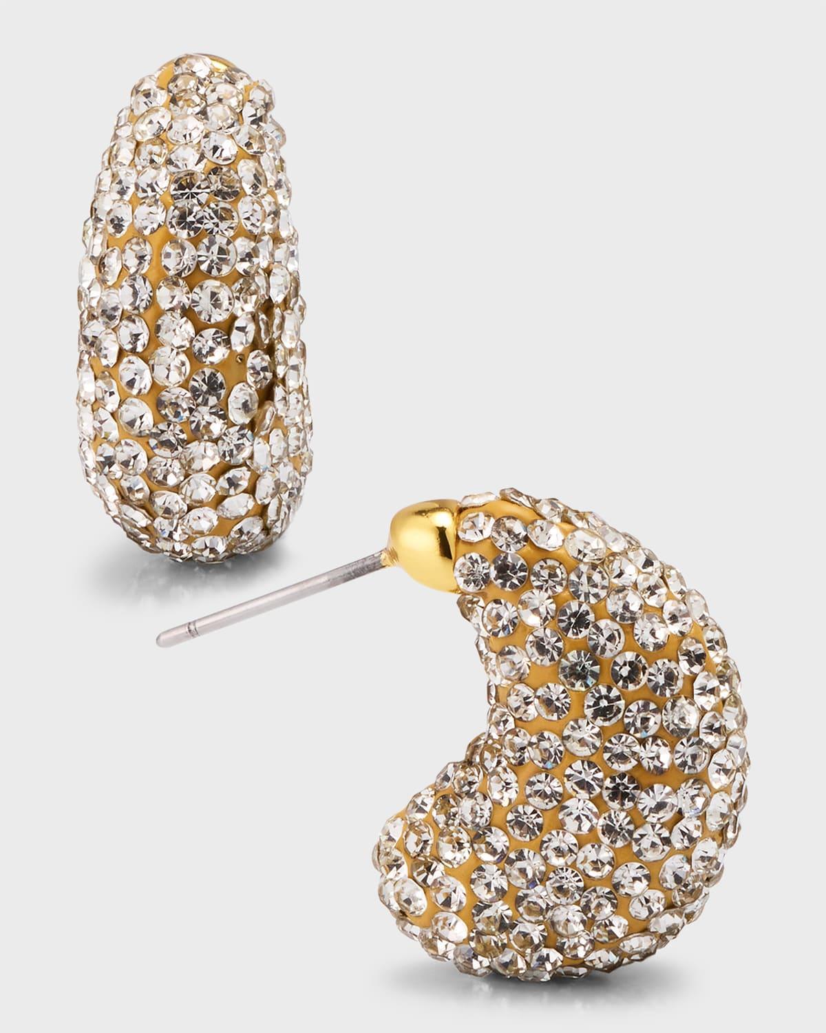 Womens 14K-Gold-Plated, Clay, & Crystal Mini Domed Hoop Earrings Product Image