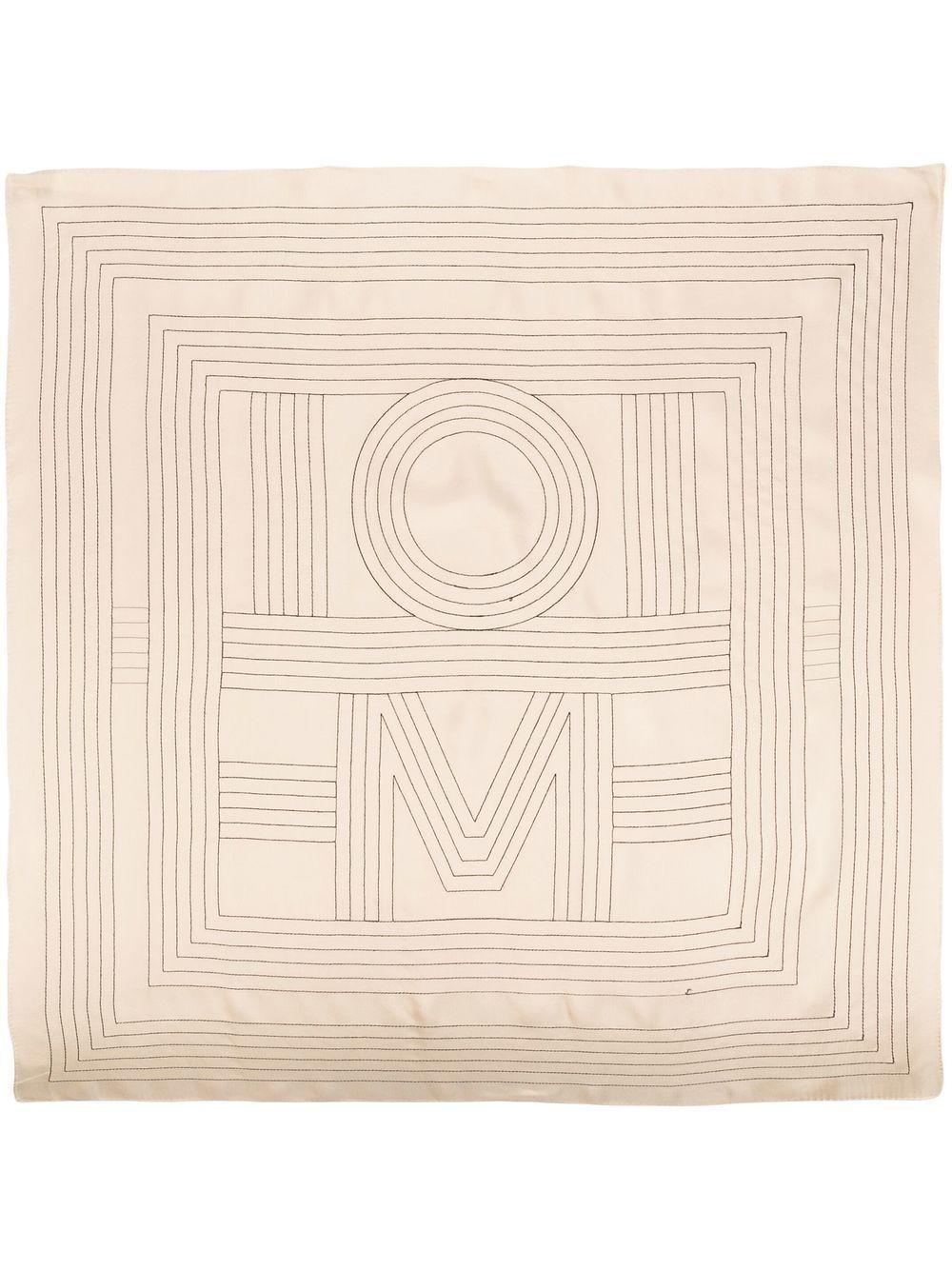 striped embroidered silk scarf Product Image