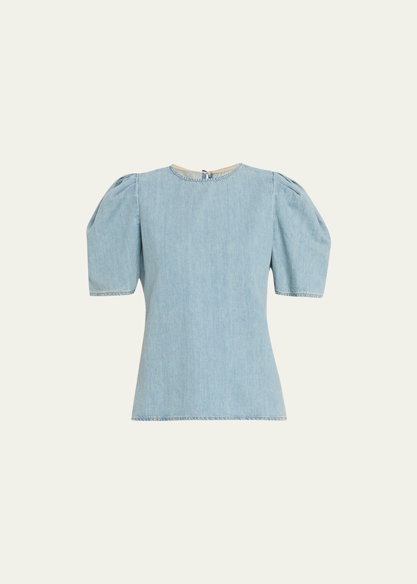 Womens Sonder Denim Puff-Sleeve Blouse Product Image