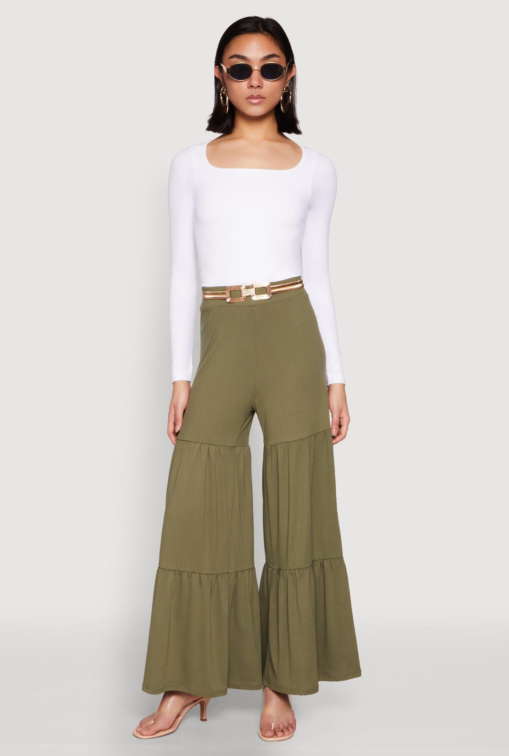 Womens High Waisted Tiered Palazzo Pants Product Image