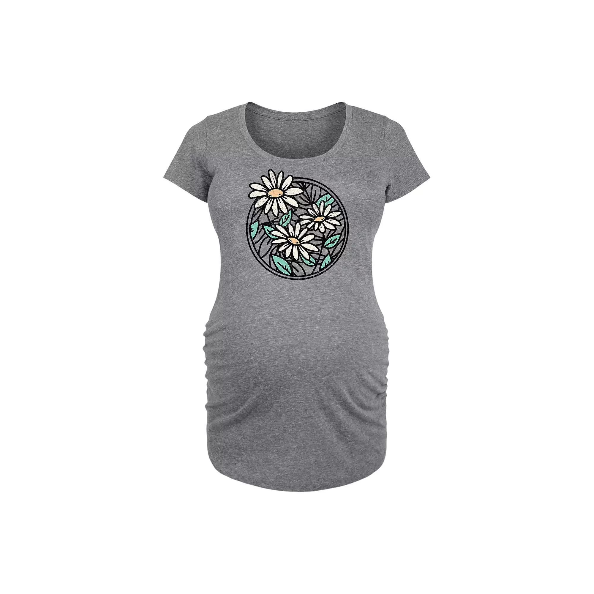 Maternity Wildflower Circle Graphic Tee, Women's, Size: Small-Mat, Grey Gray Product Image