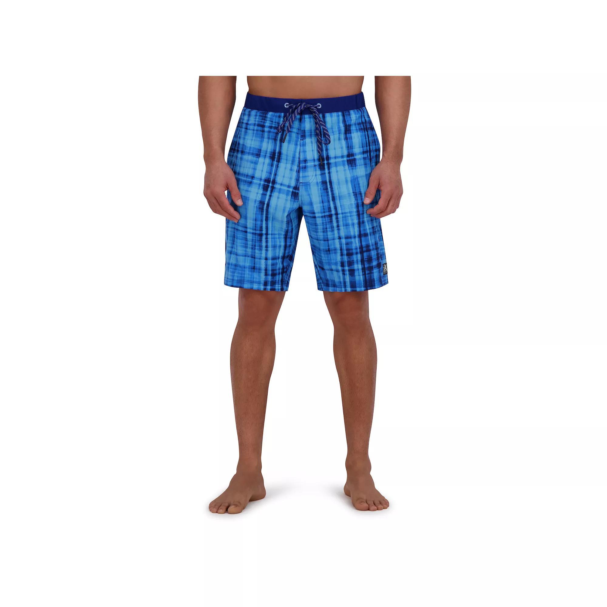 Men's ZeroXposur 9" Elastic Waist Boardshorts, Size: Medium, Blue Plaid Product Image