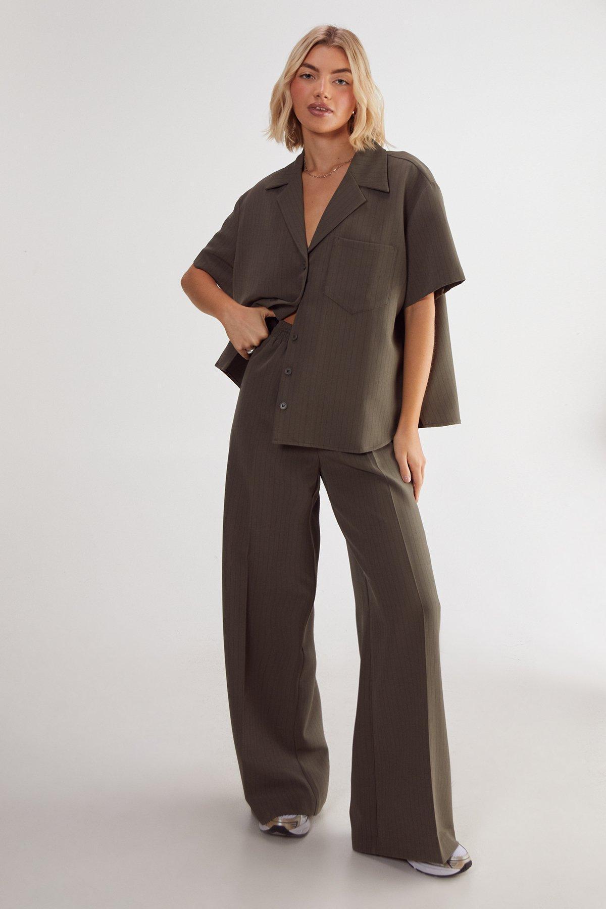 Pinstripe Button Front Detail Tailored Trouser. Product Image