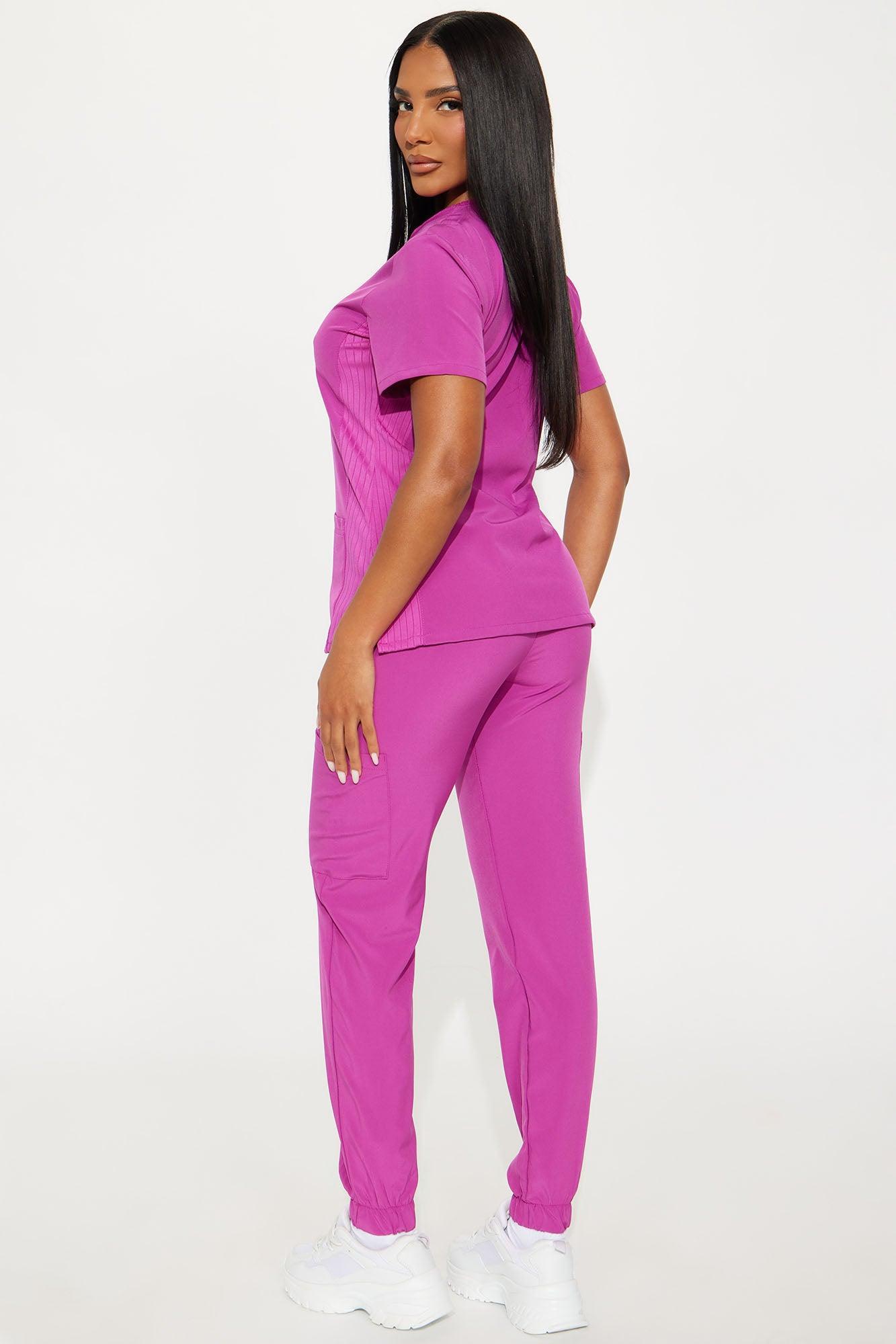 Wellness 4 Way Stretch Uniform Scrub Jogger Set - Magenta Product Image
