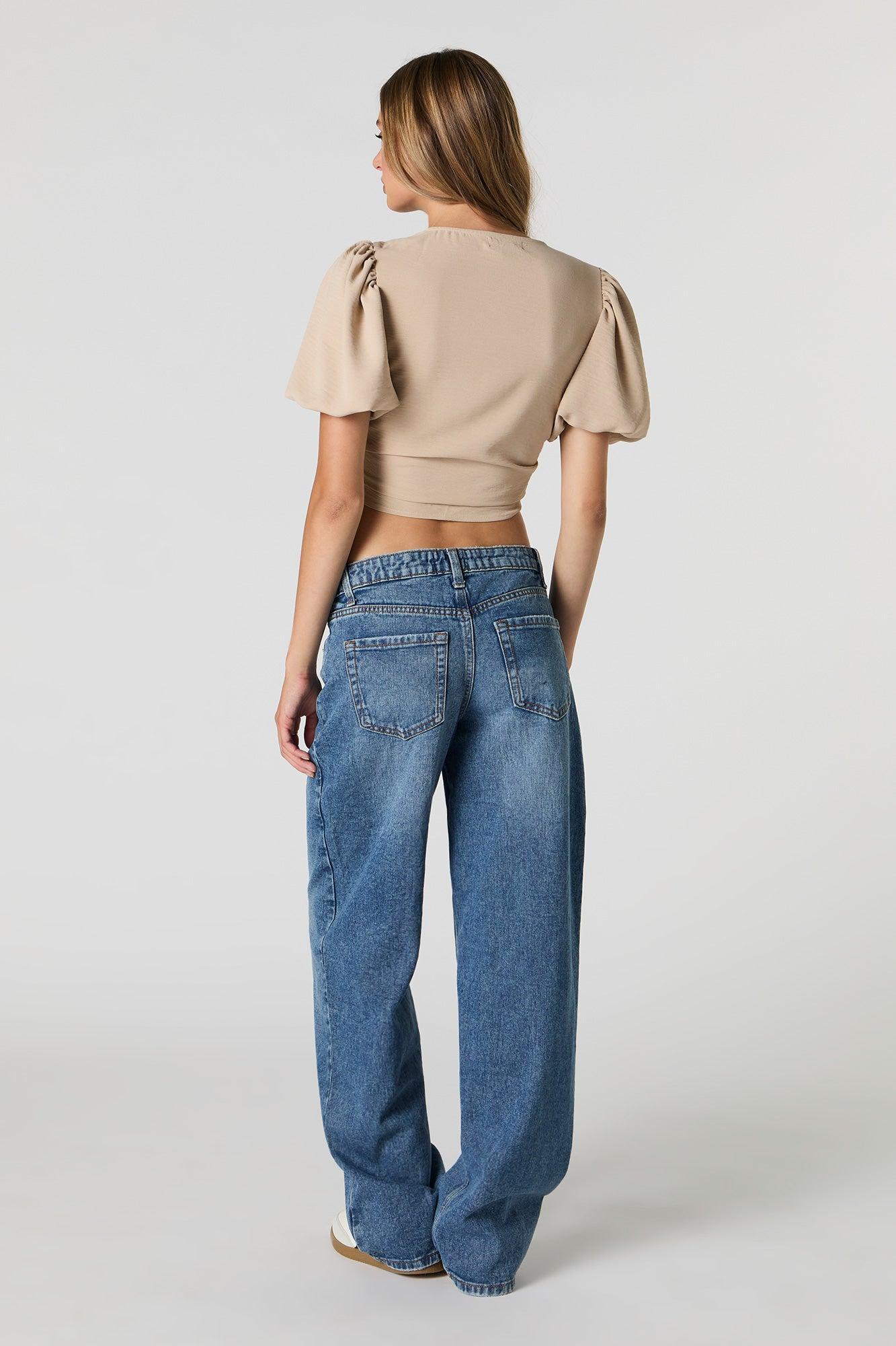 Dark Wash Low Rise Baggy Jean Female Product Image