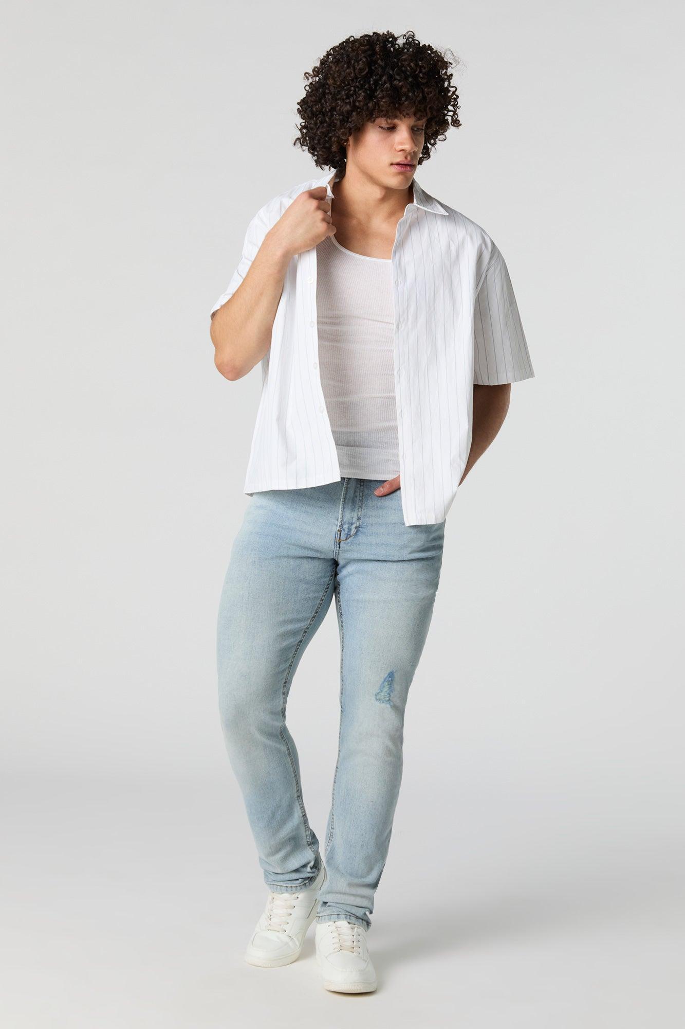 Light Wash Lightly Distressed Skinny Jean Male Product Image