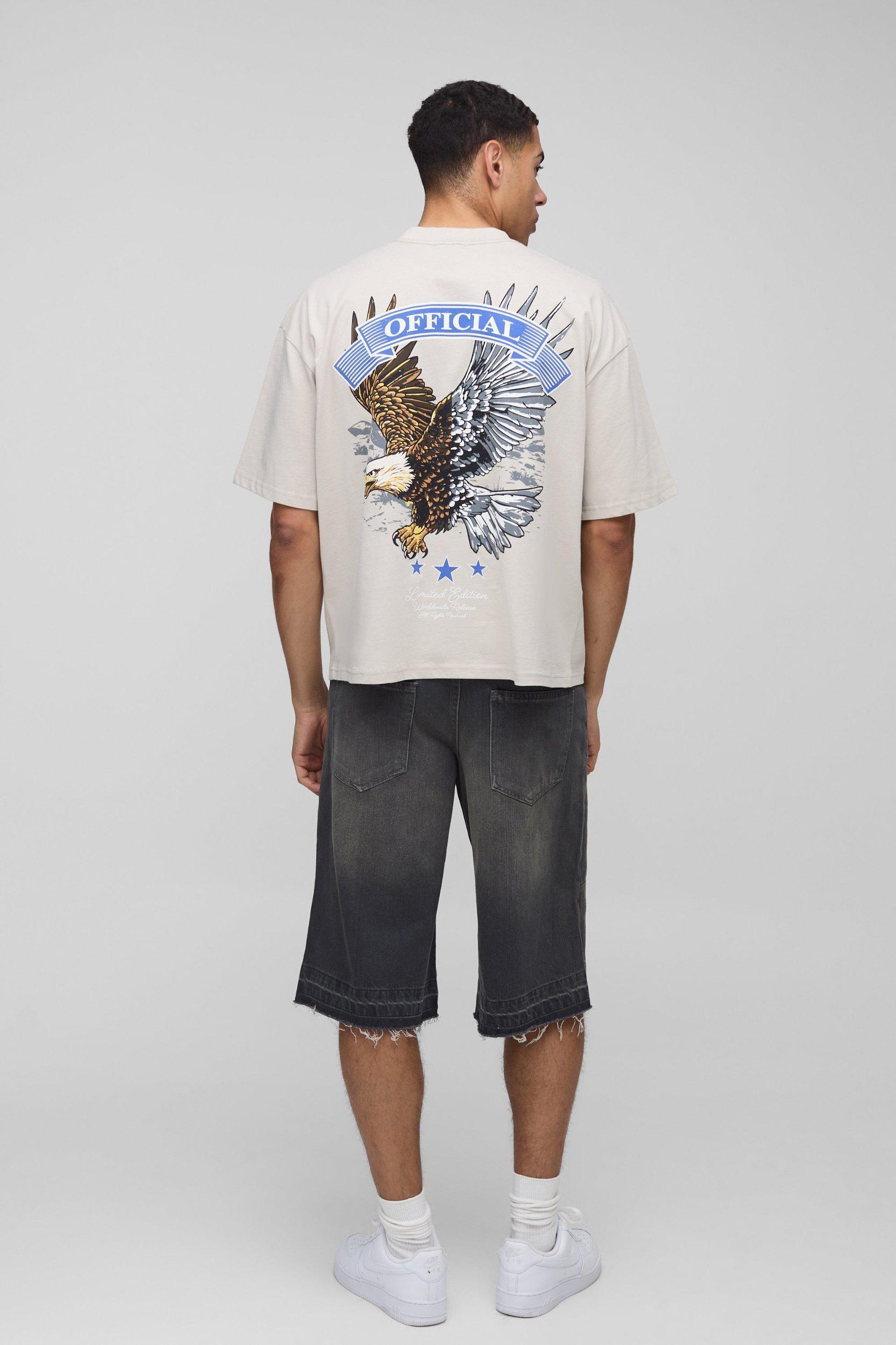 Oversized Boxy Extended Neck Official Bird Graphic T-Shirt | boohooMAN USA Product Image