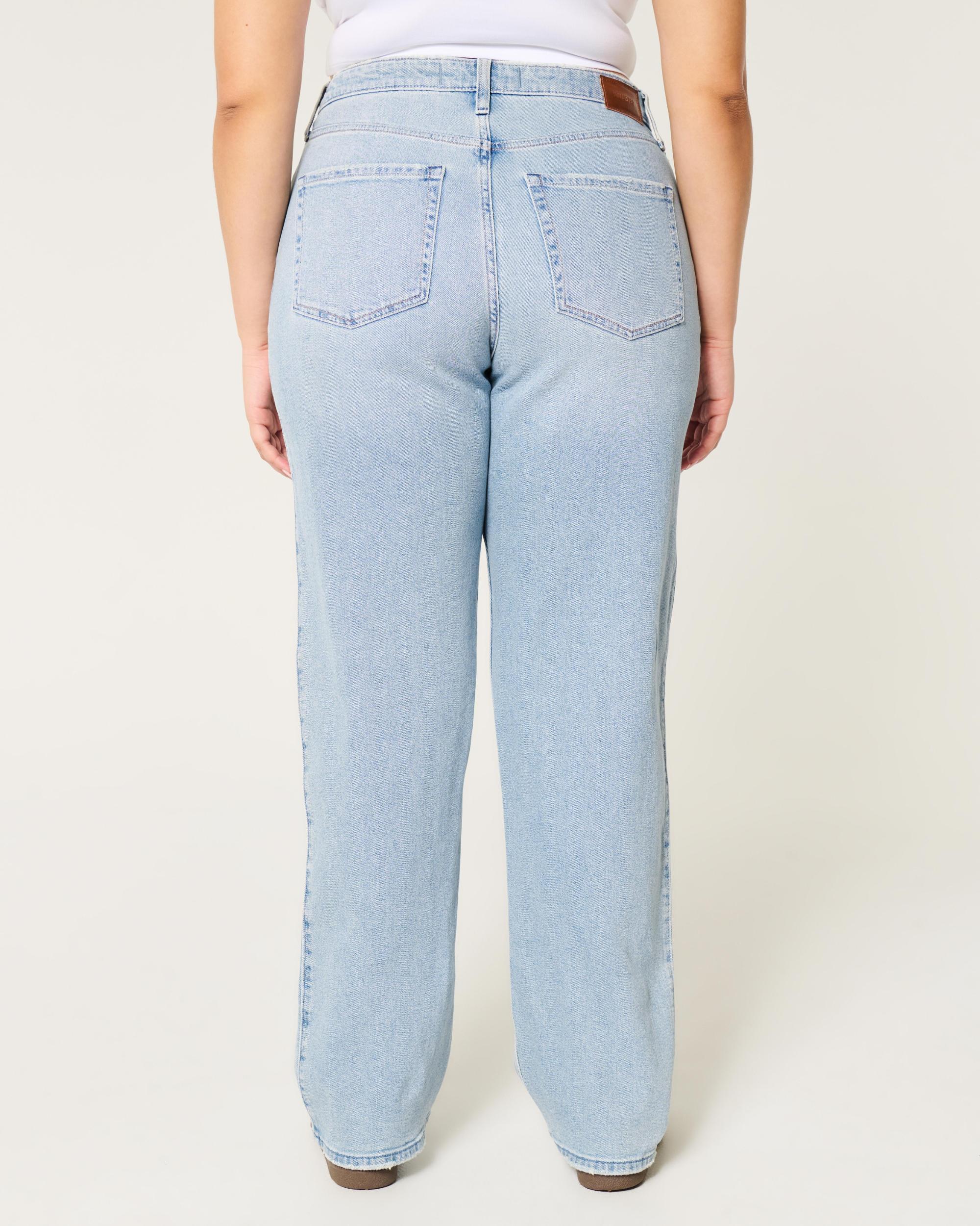 Curvy Ultra High-Rise Ripped Light Wash Dad Jeans Product Image