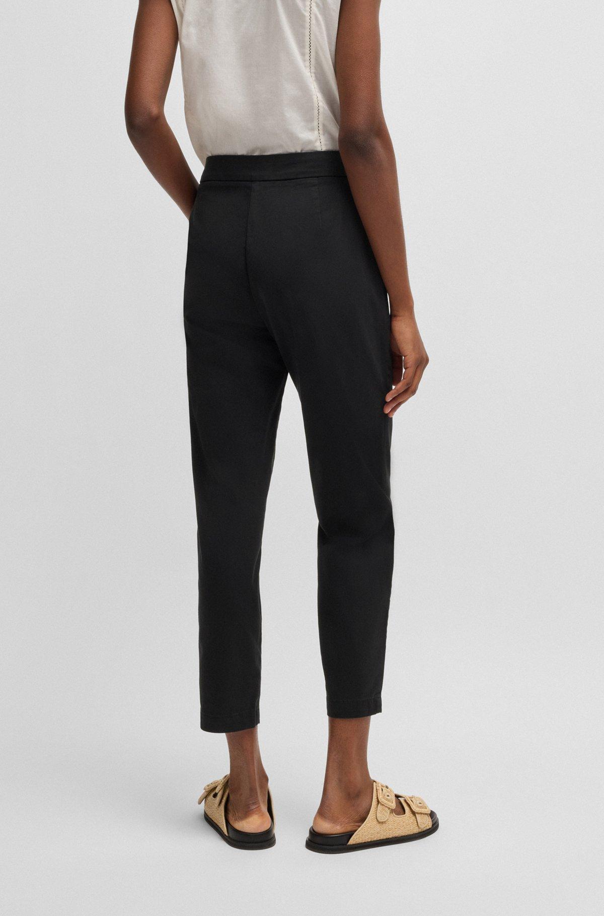 BOSS - Casual chinos in stretch-cotton satin - Black Product Image